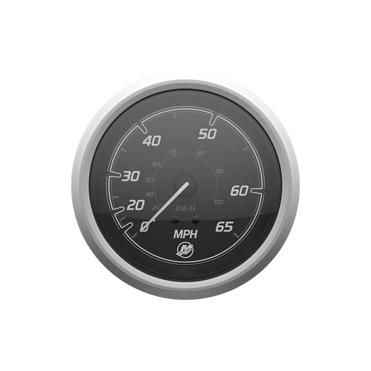 Collection of marine gauges—speedometer, tachometer, water temperature, fuel, trim, volt, and hour meter—from multiple OEM and aftermarket brands