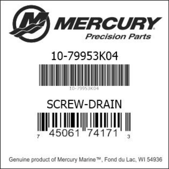 Mercury Drain Screw/Washer Set 79953K04 - Gearcase Maintenance Kit