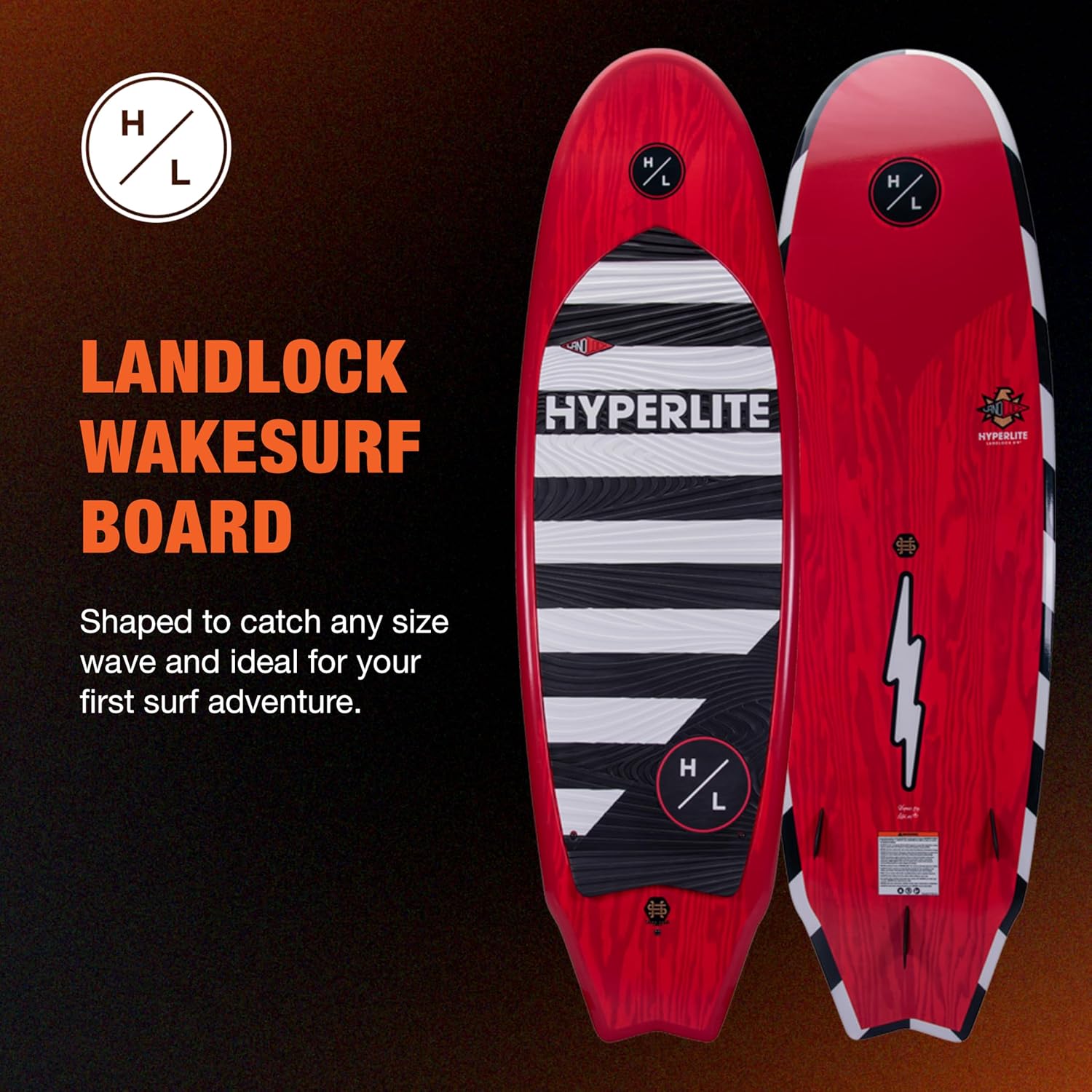 Hyperlite 24377140 5.9 Landlock wakesurf board with EVA traction and tri-fin setup Description