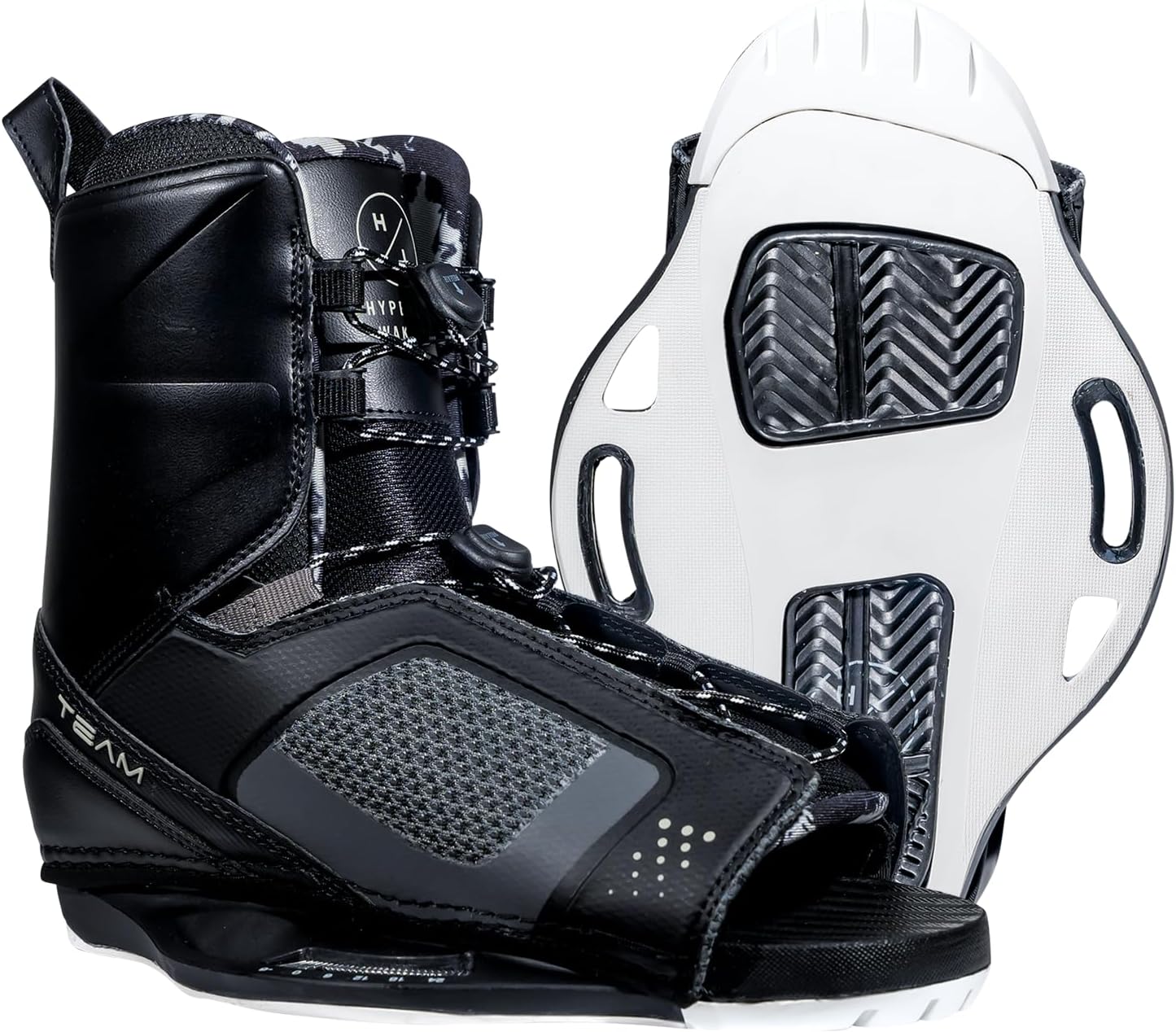 Hyperlite Blueprint wakeboard with Team OT bindings in 138 143 and 147 sizes with adjustable open toe bindings boots