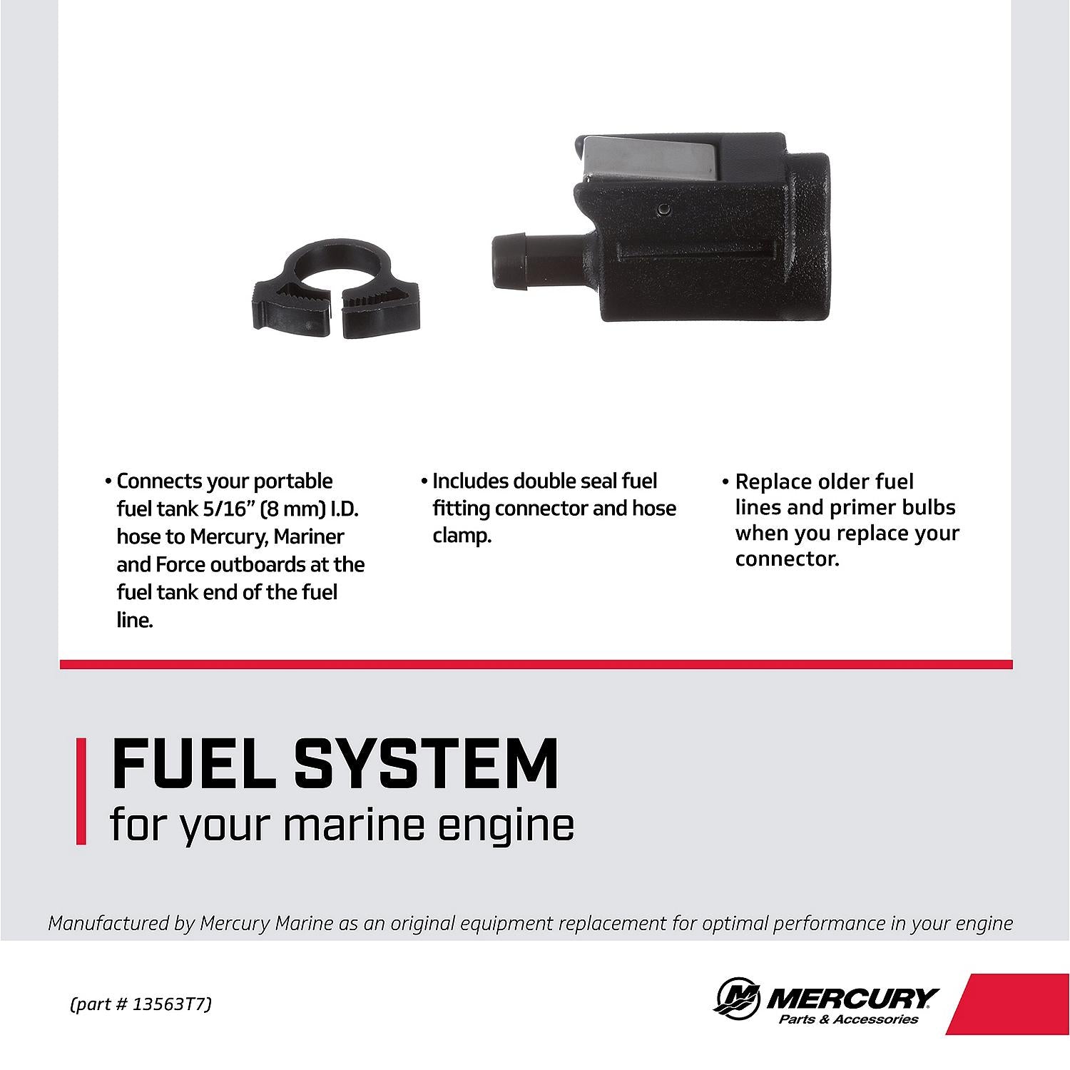 Mercury 13563T7 quick disconnect fuel tank fitting for 5/16 inch 8 mm fuel line Facts