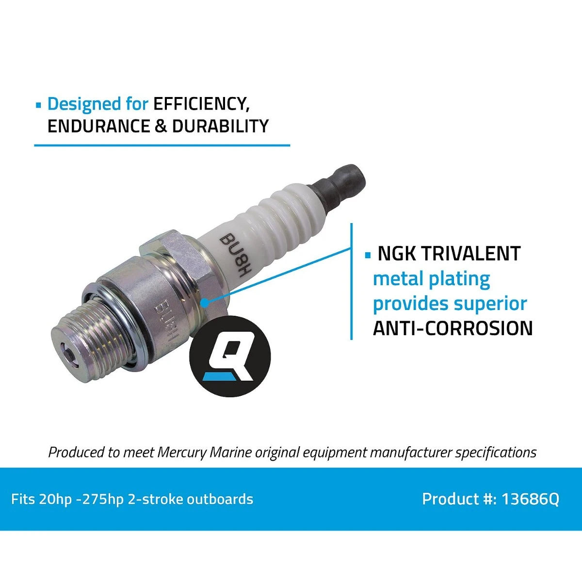 Mercury NGK BU8H Spark Plug 13686Q