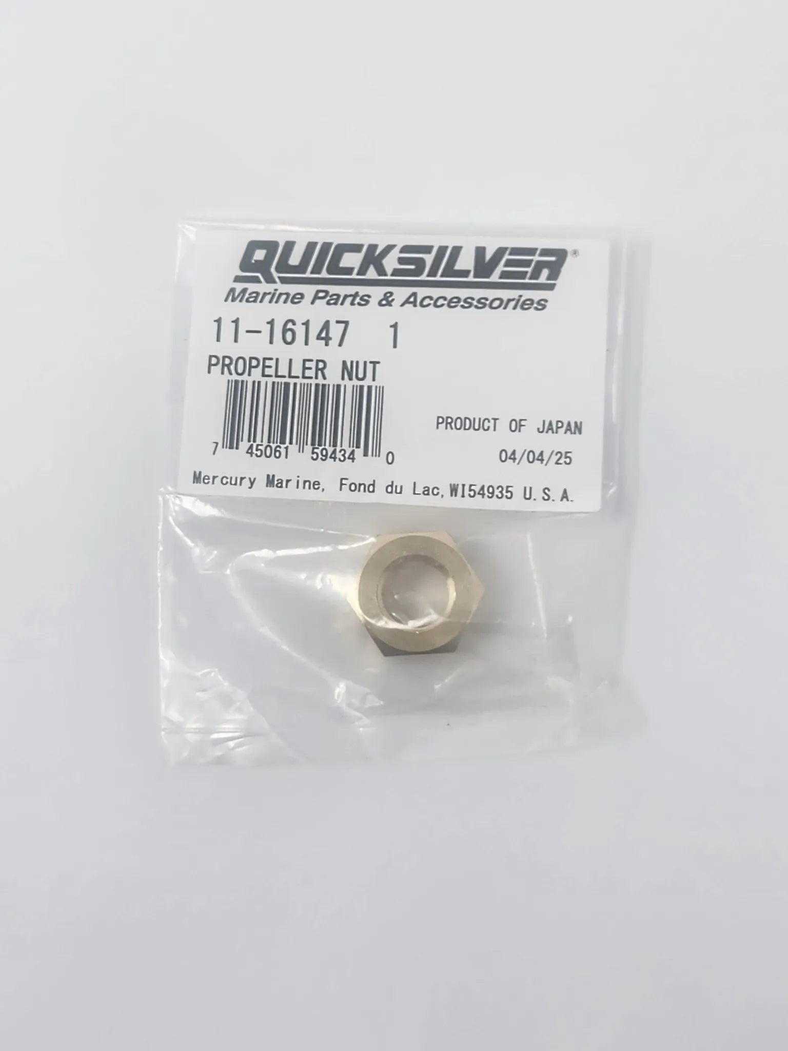 Mercury 16147 prop nut for various 4-6HP FourStroke and 8-9.9HP outboards Bag