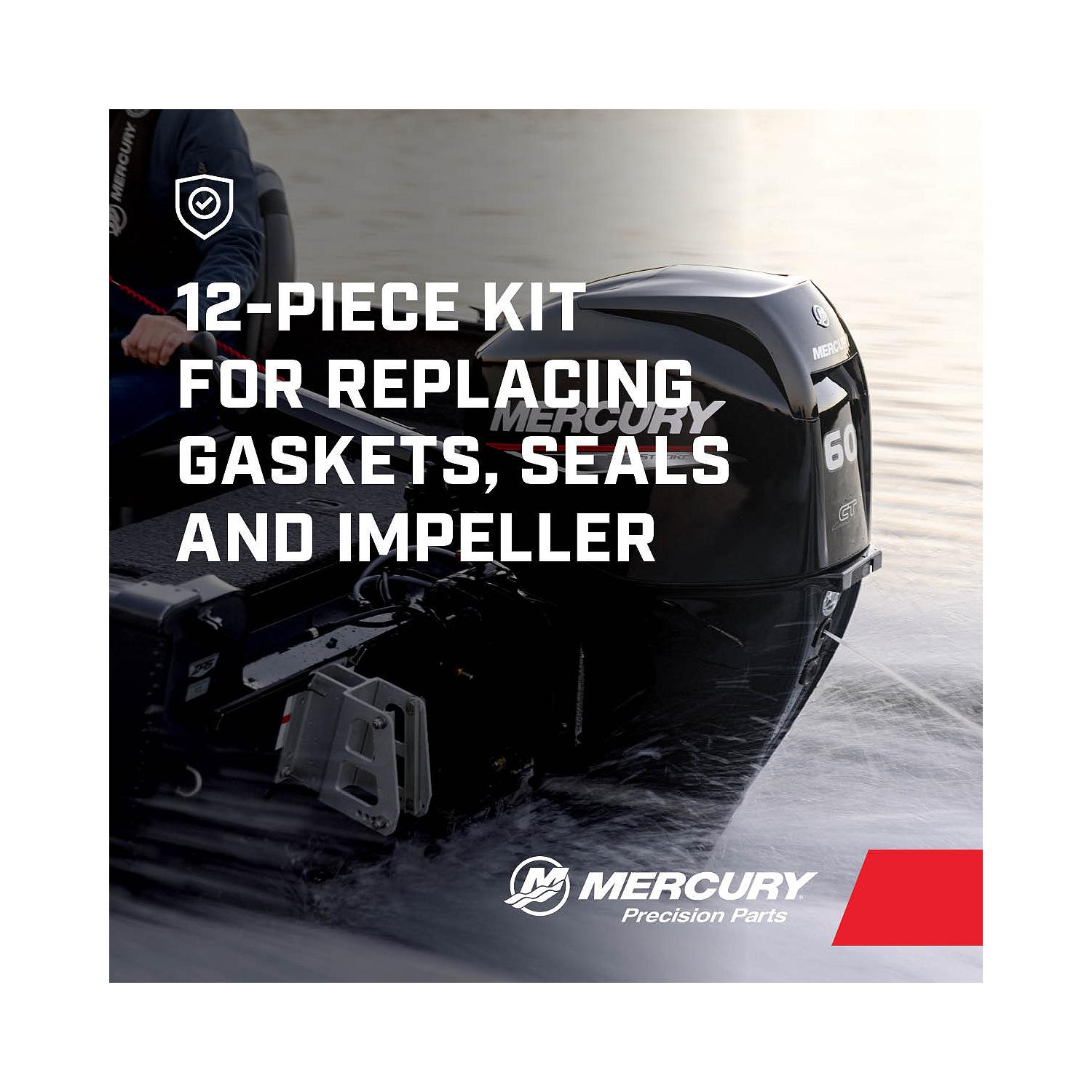 Mercury 19453T2 water pump impeller repair kit for 50-60HP 3-cylinder TwoStroke outboards with standard gearcase 12 piece kit