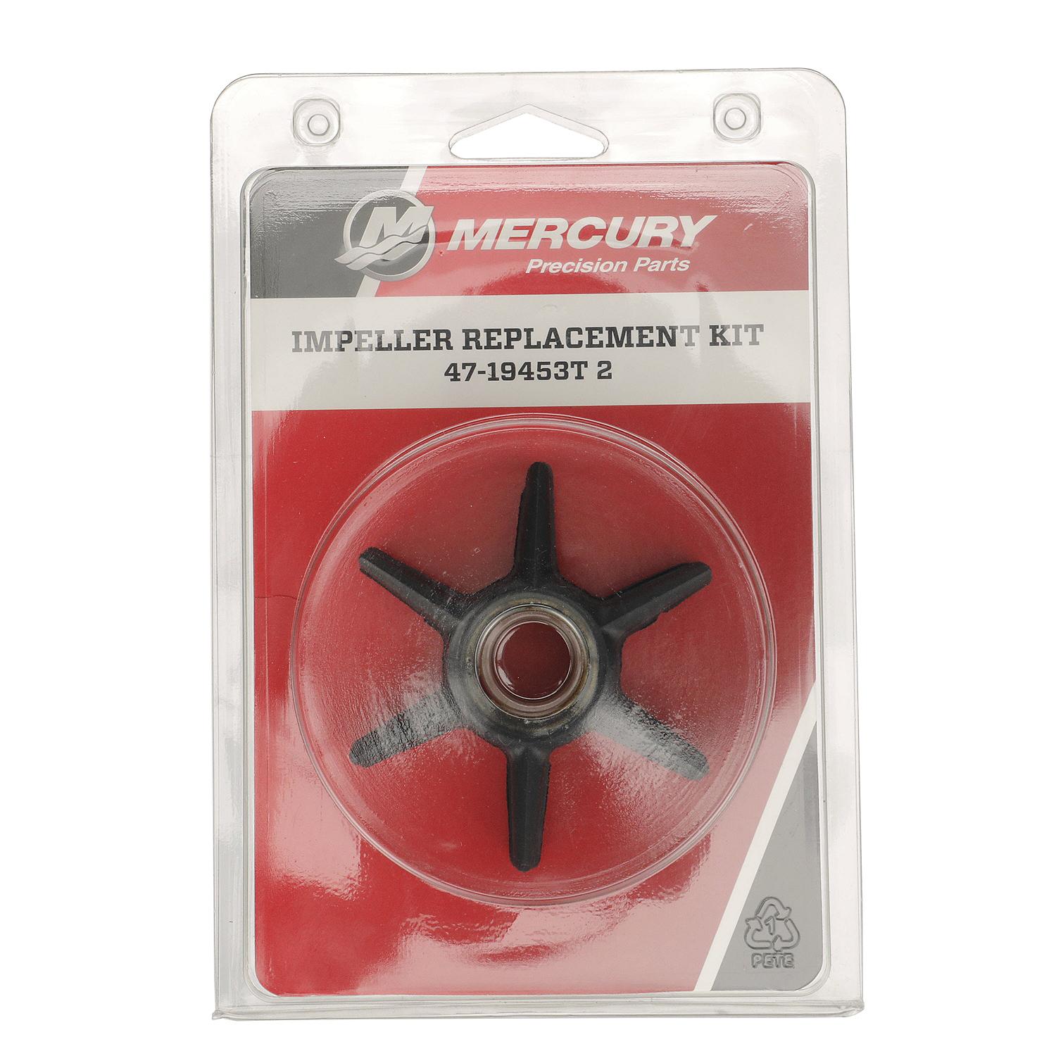 Mercury 19453T2 water pump impeller repair kit for 50-60HP 3-cylinder TwoStroke outboards with standard gearcase box