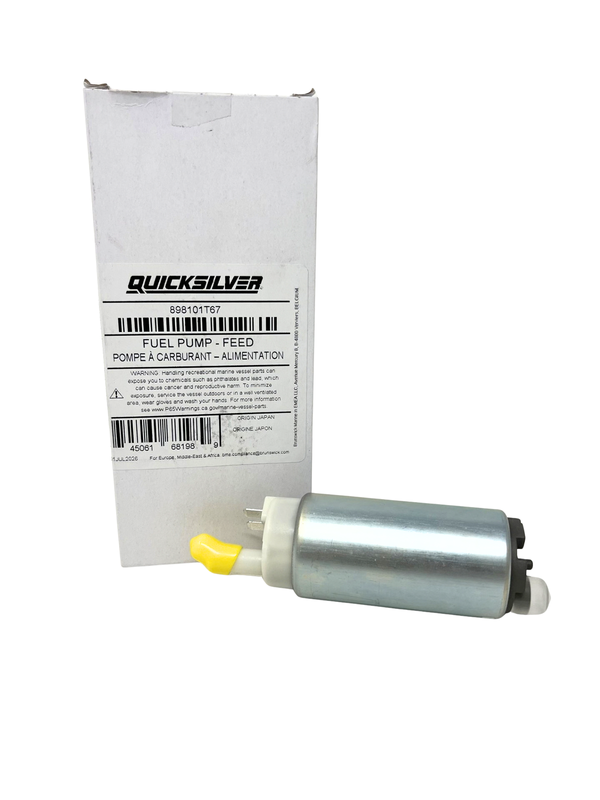 Quicksilver 898101T67 Fuel Feed Pump Mercury 25-30 HP EFI pump and packaging