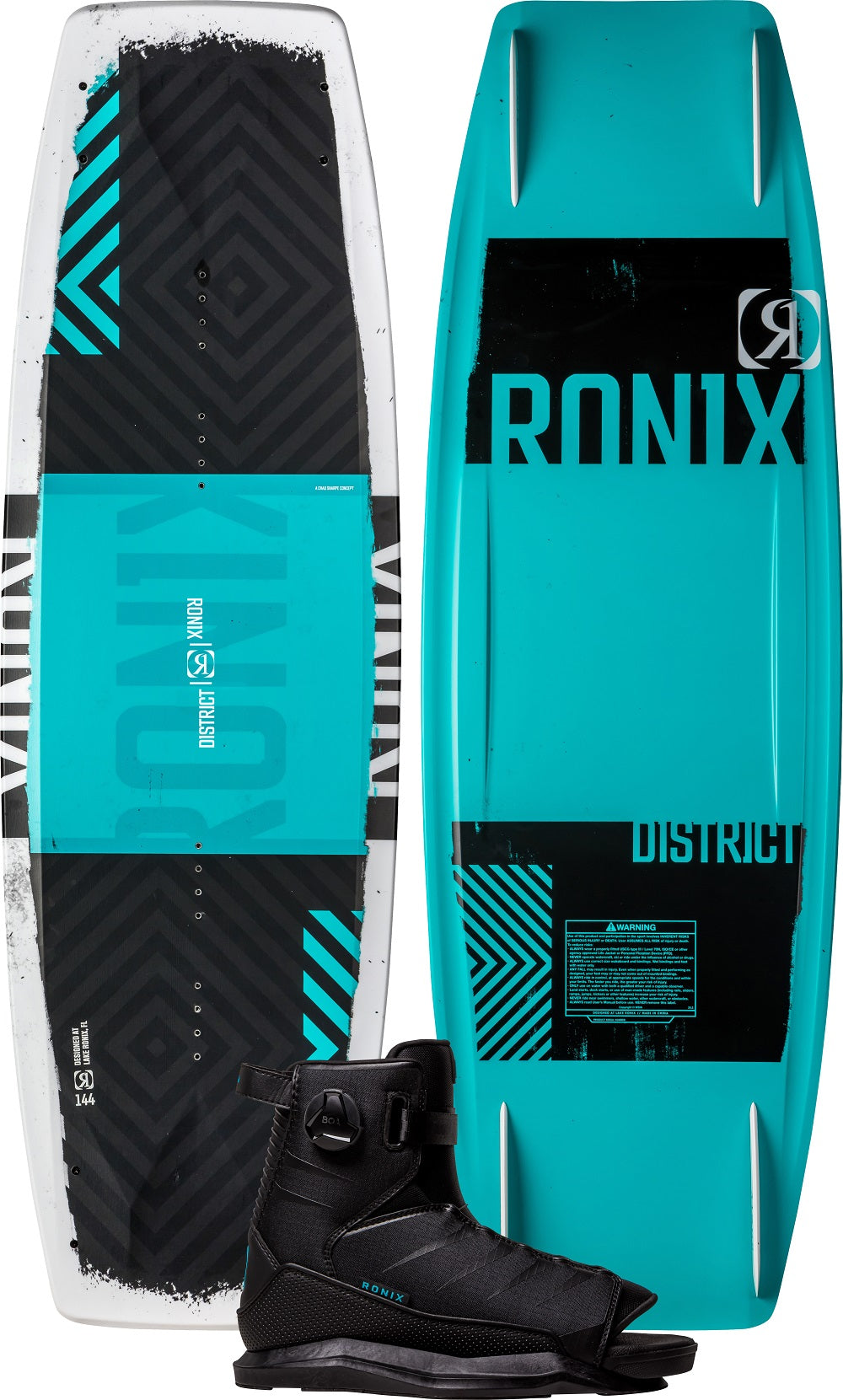 Ronix Wakeboard Package District Wakeboard w/ Anthem Boa Wakeboard Boot - Wakeboss