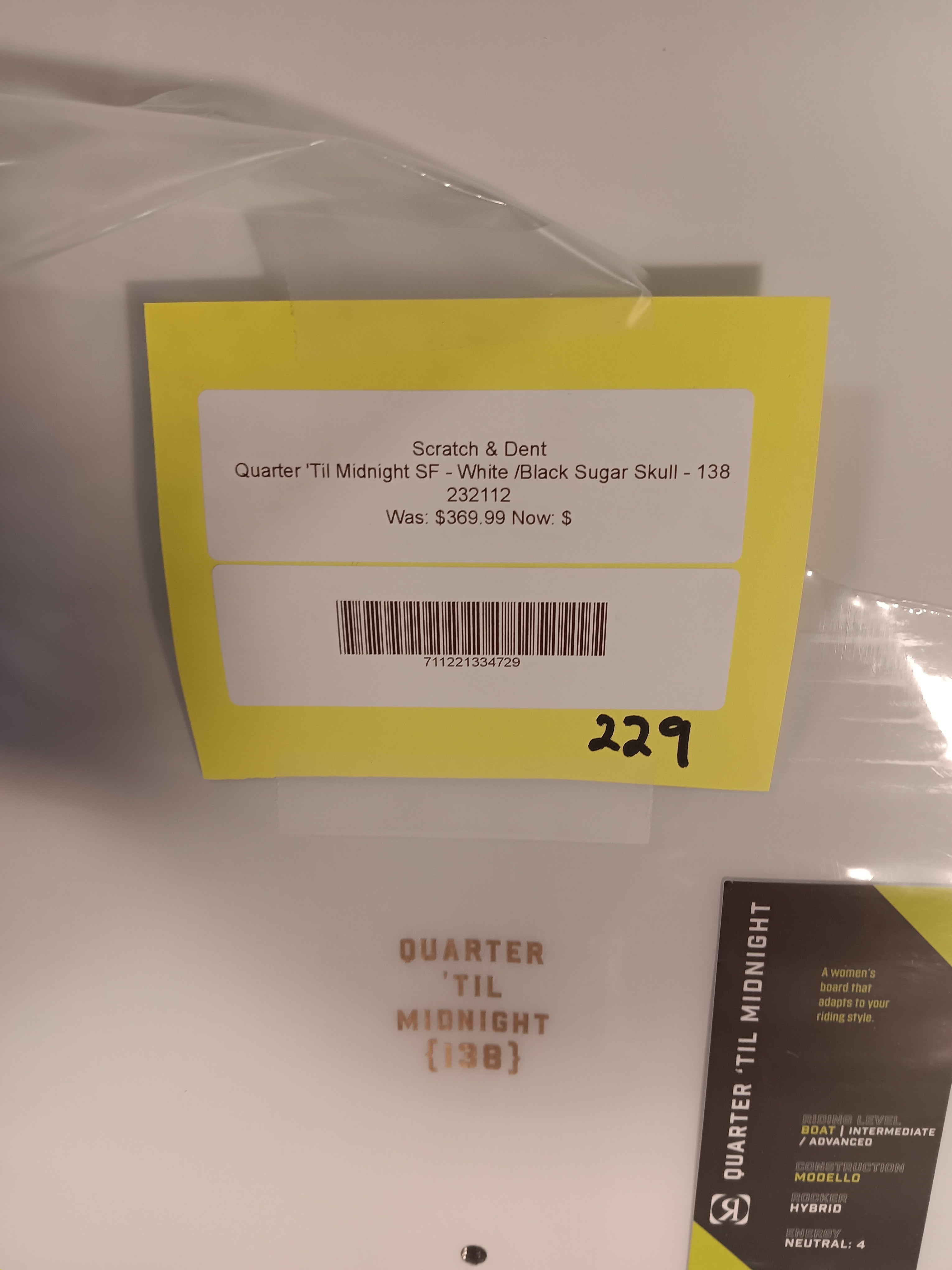 Quarter 'Til Midnight SF - White /Black Sugar Skull - 138 - Scratch N Dent SD229