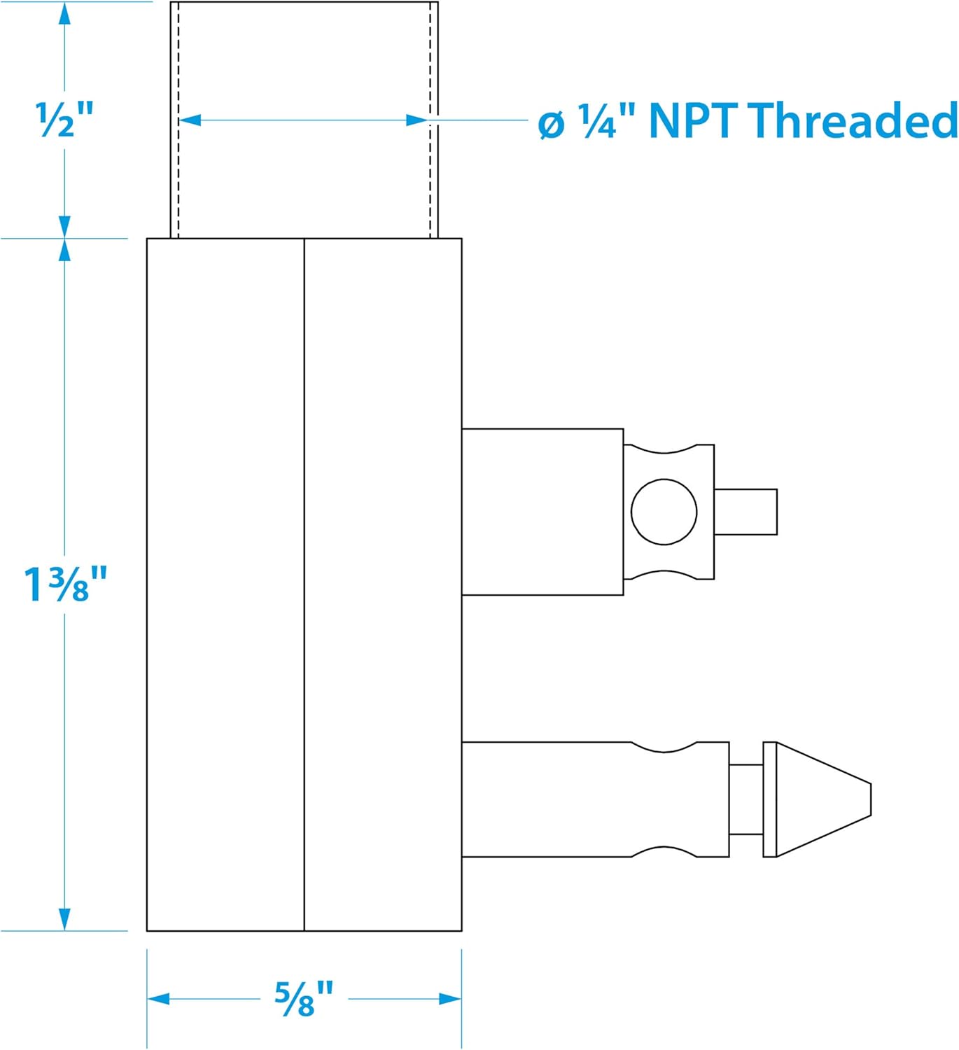 Seachoice 20651 male brass tank fuel connector for Yamaha Mercury Mariner with 1/4 inch NPT thread specs