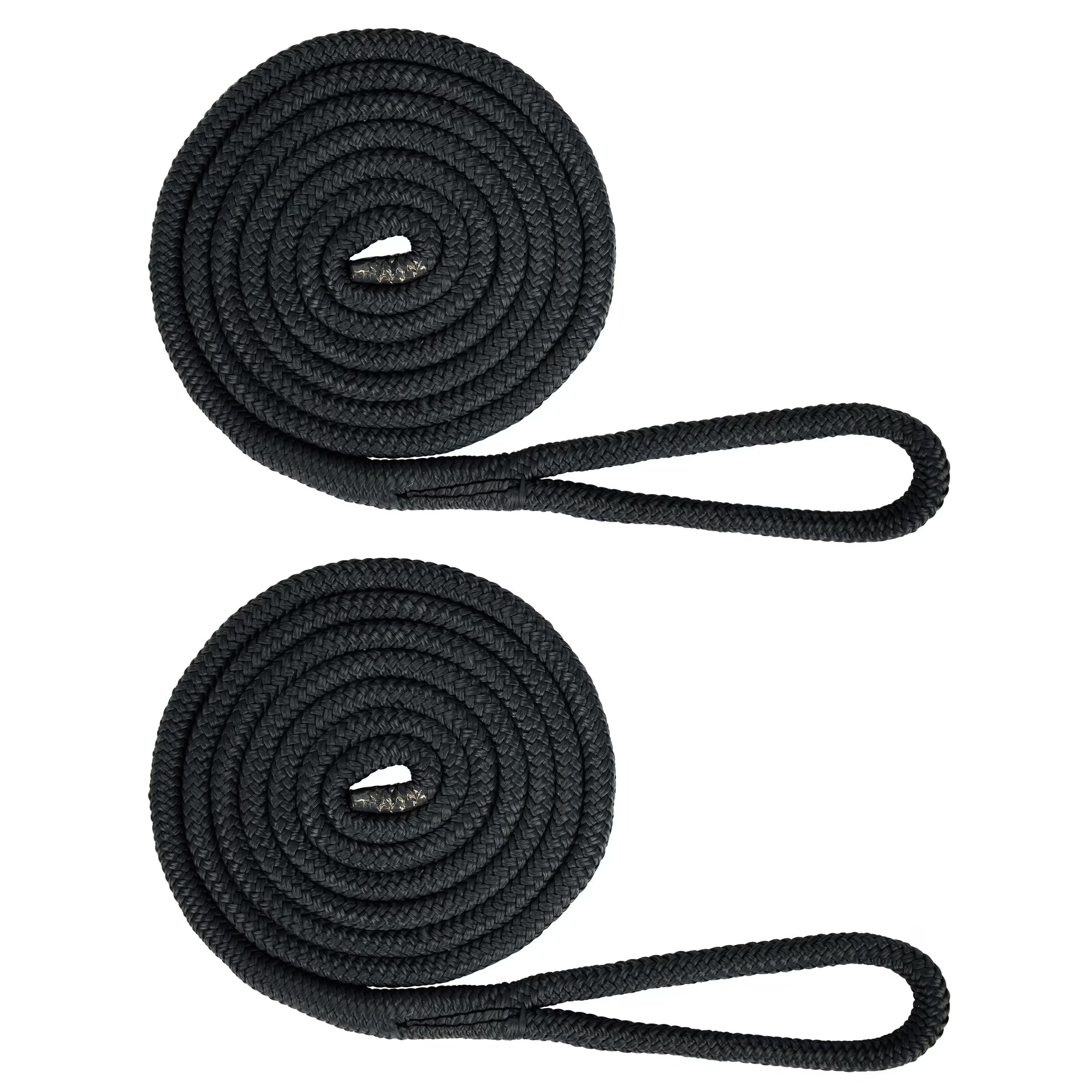 Extreme Max 3006.2168 BoatTector black double braid nylon fender line 2-pack 3/8 x 6 ft rolled
