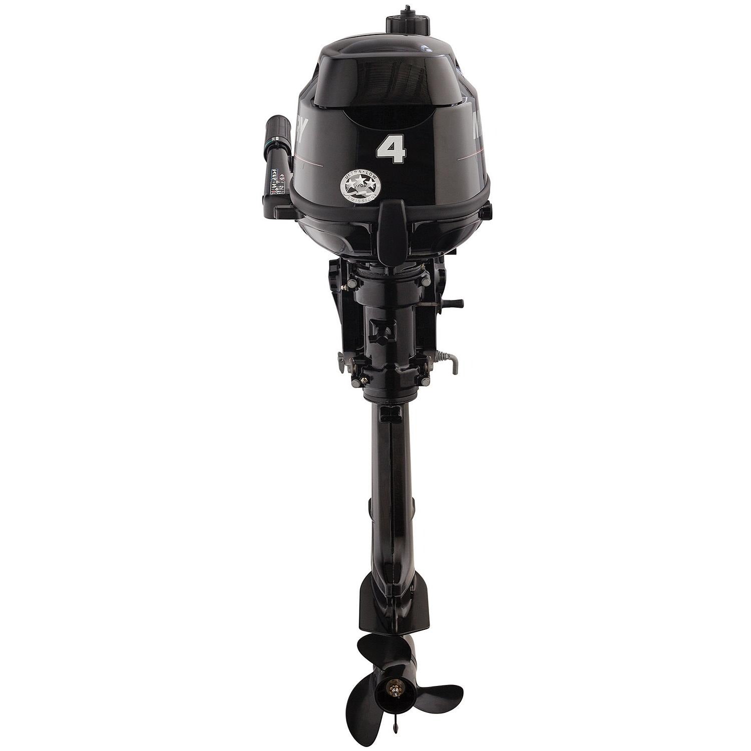Mercury 4 HP FourStroke outboard 1F04201KK, 15" short shaft, tiller, manual start — portable motor side profile