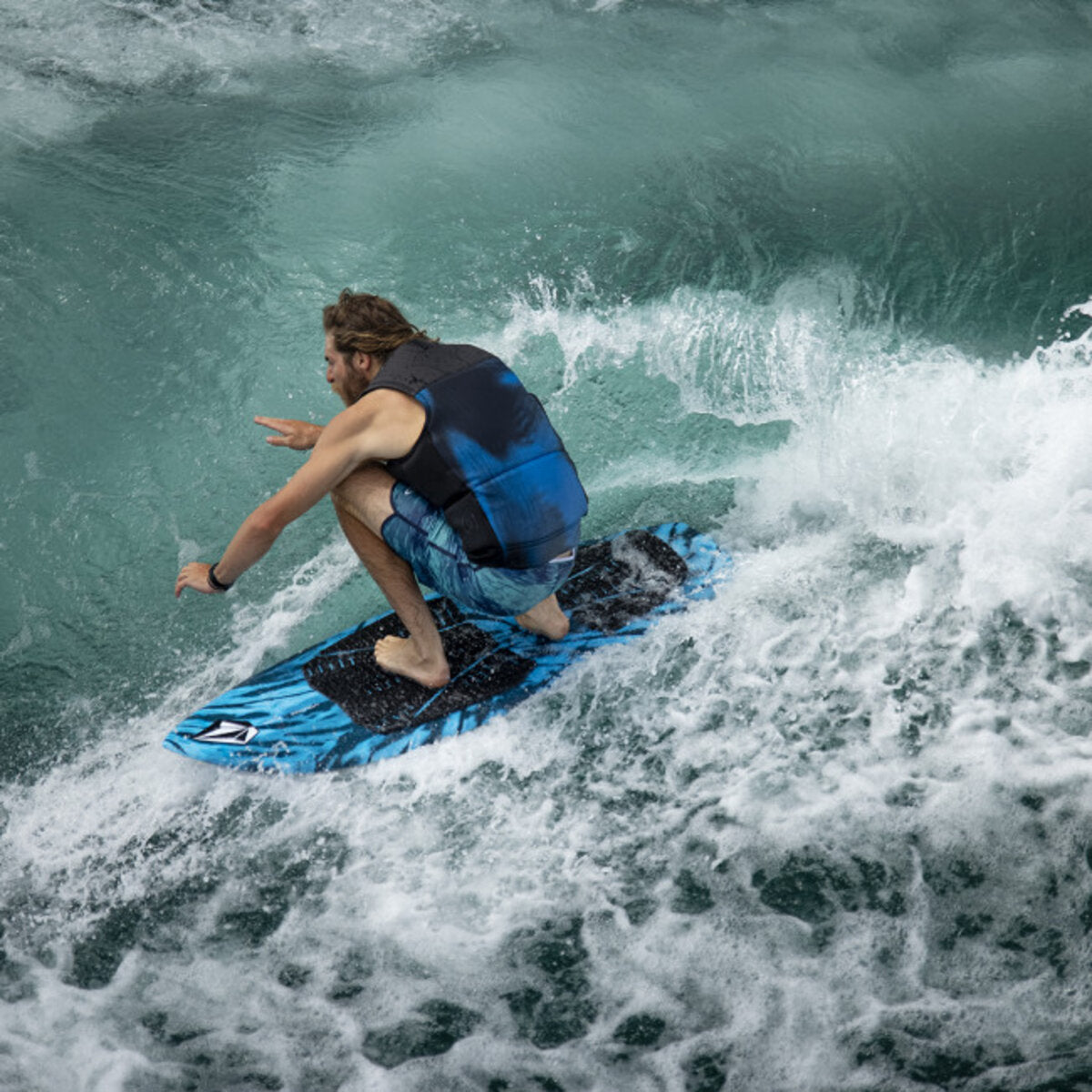 Ronix Volcom - Sea Captain Wakesurf Board - Tie Dye Azure Blue