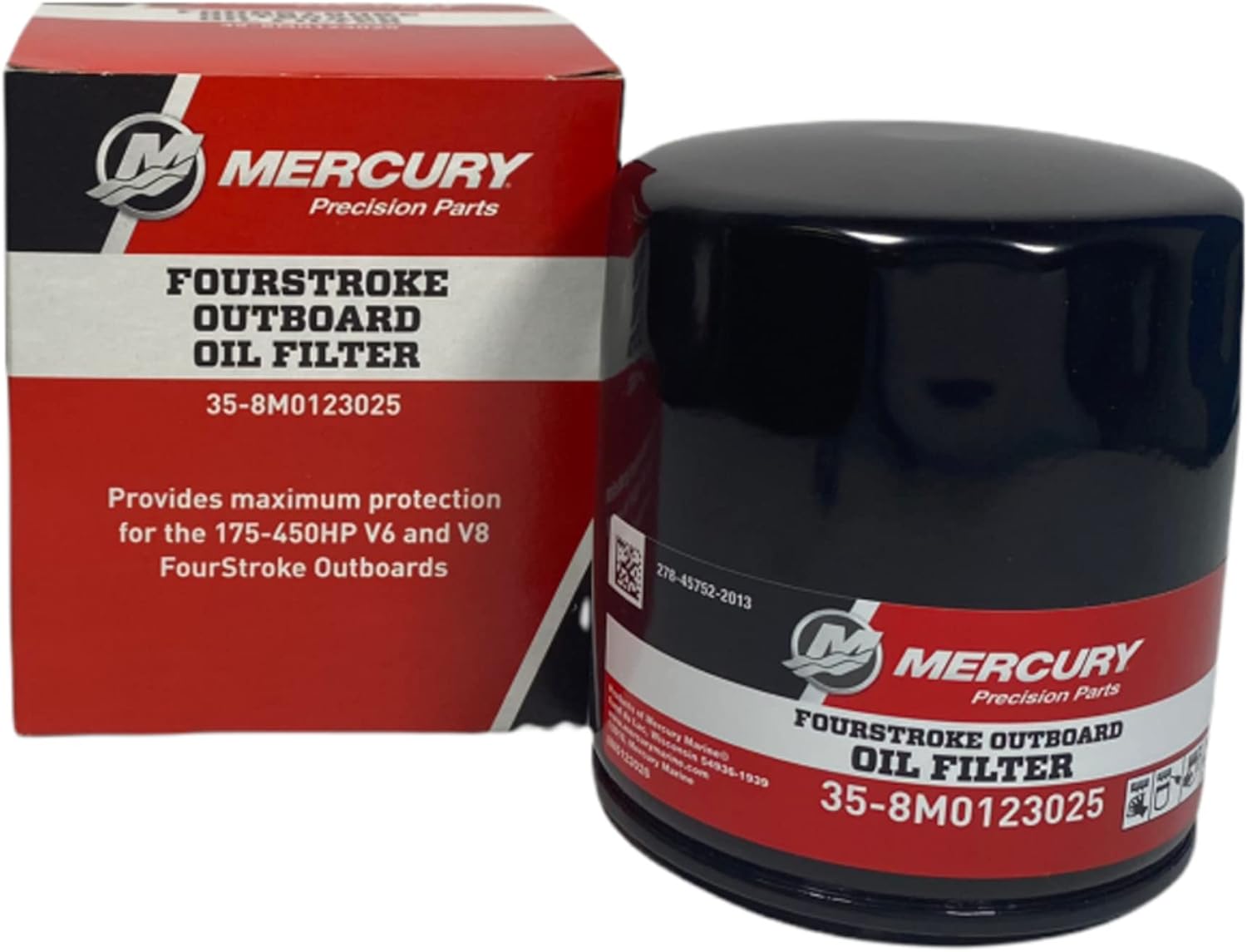 Mercury 8M0123025 Oil Filter for V6 and V8 FourStroke Outboards