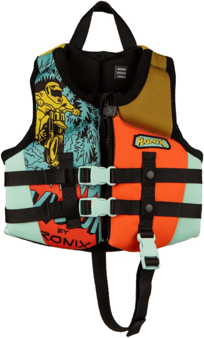 Ronix - Vision - Boy's CGA Life Vest - Blue/Orange/Yellow - Child (30-50lbs)