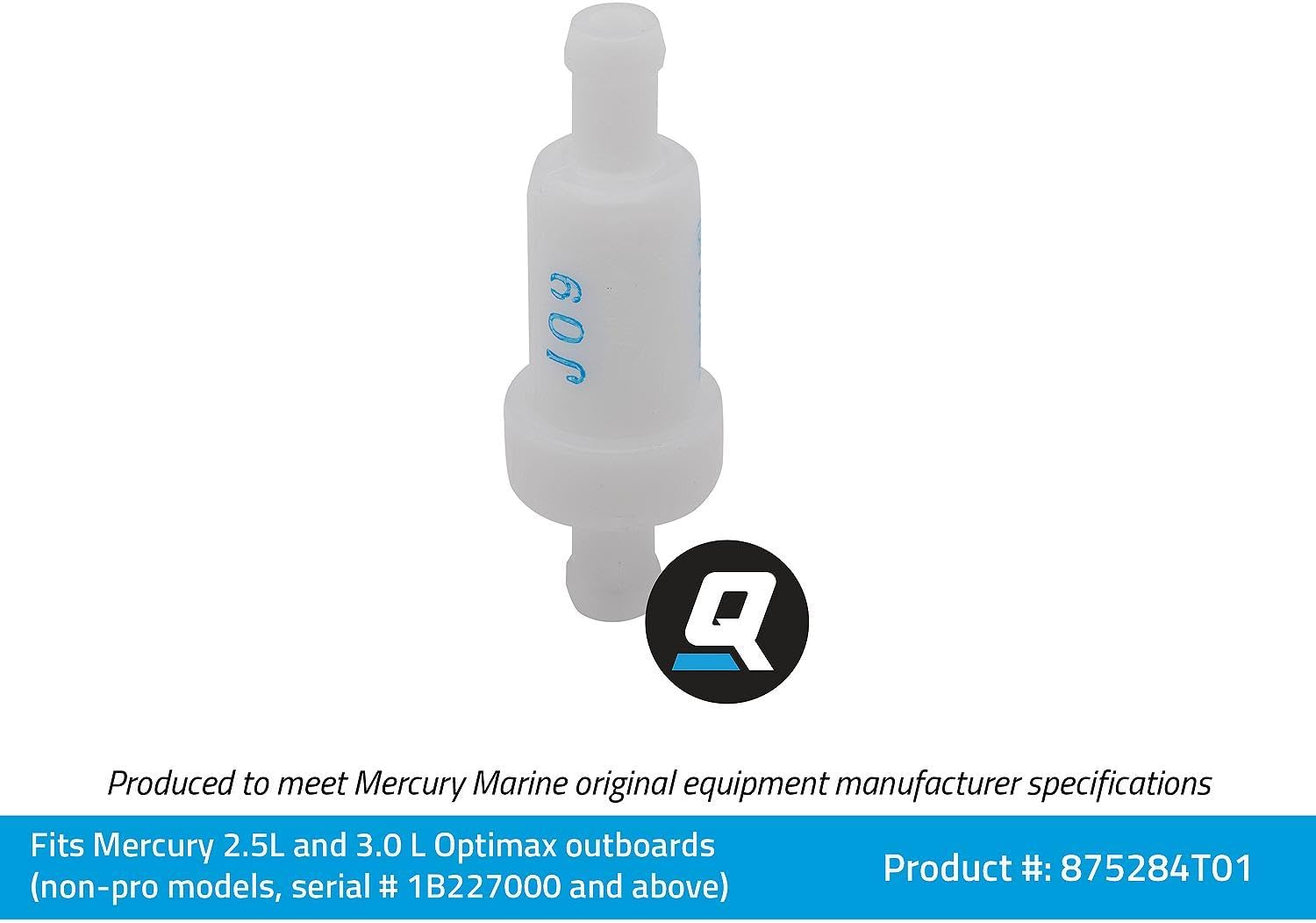 Quicksilver 875284T01 inline oil filter — Mercury 2.5L/3.0L OptiMax