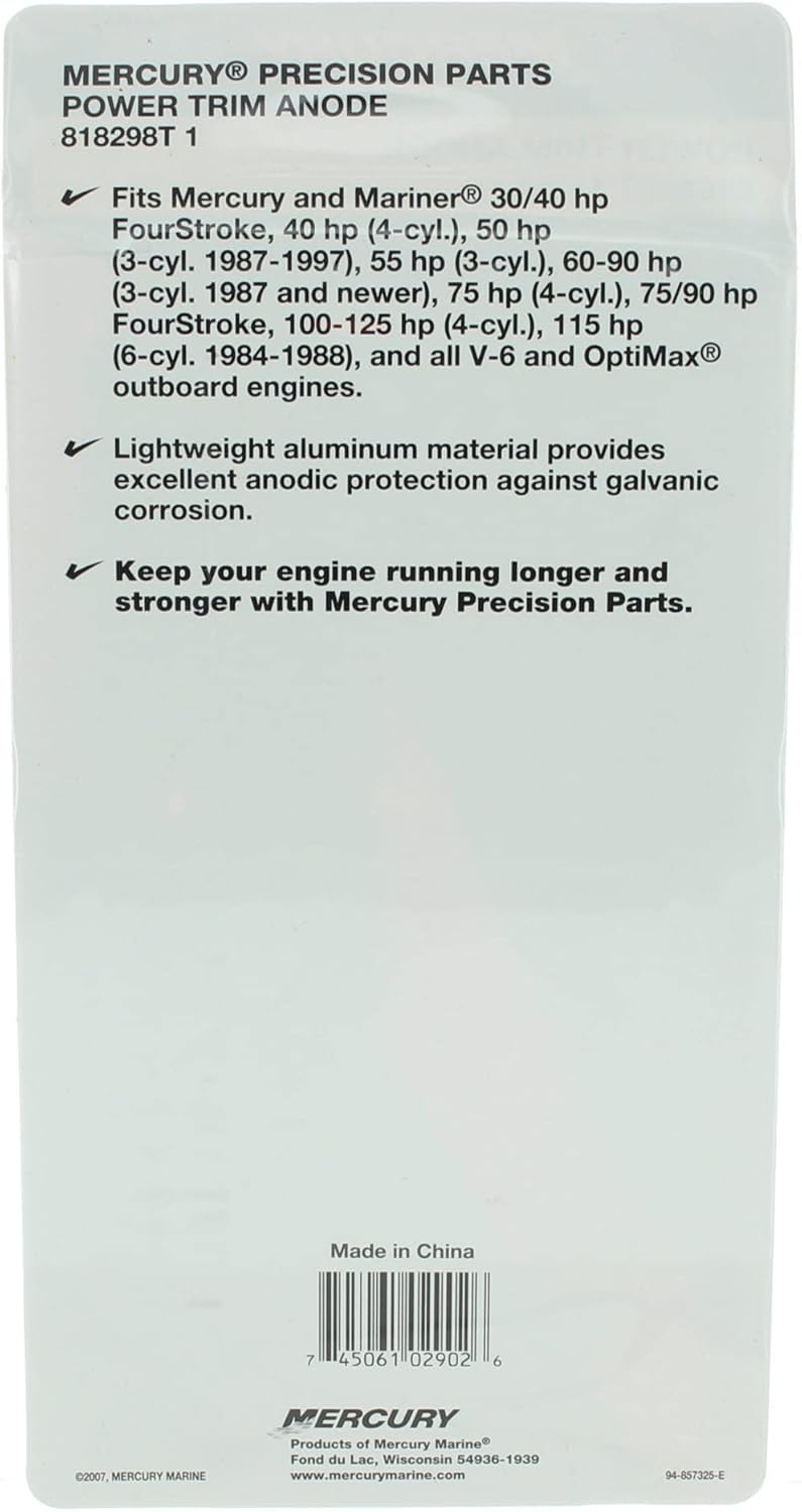 Mercury OEM Power Trim Anode Kit (Alum) 818298T1