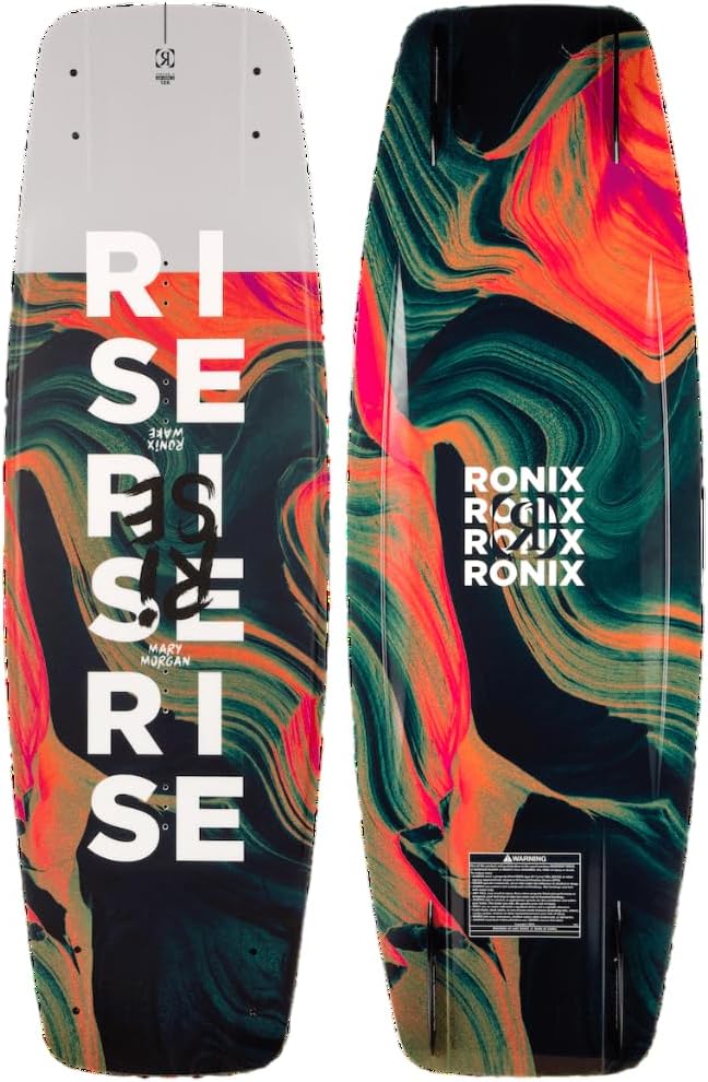 Ronix Rise Air Core 3 wakeboard in Granite Swirl graphic, lightweight women's boat board Top Bottom
