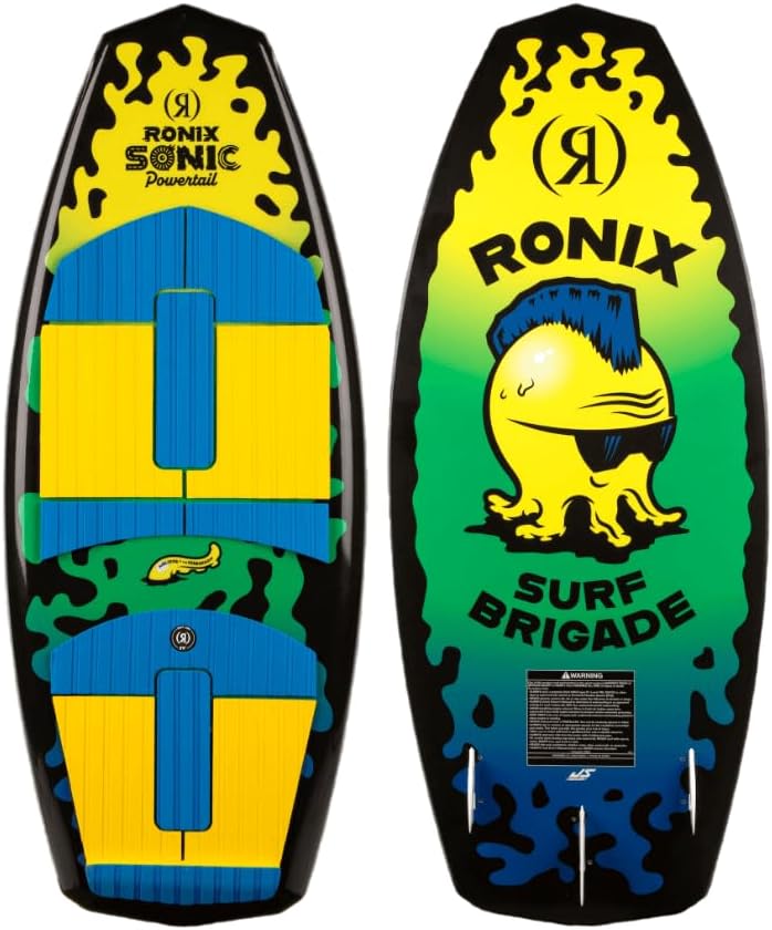 Ronix Wake Surf - Kids Sonic - Powertail - Yellow / Green Squidhawk - 3'9