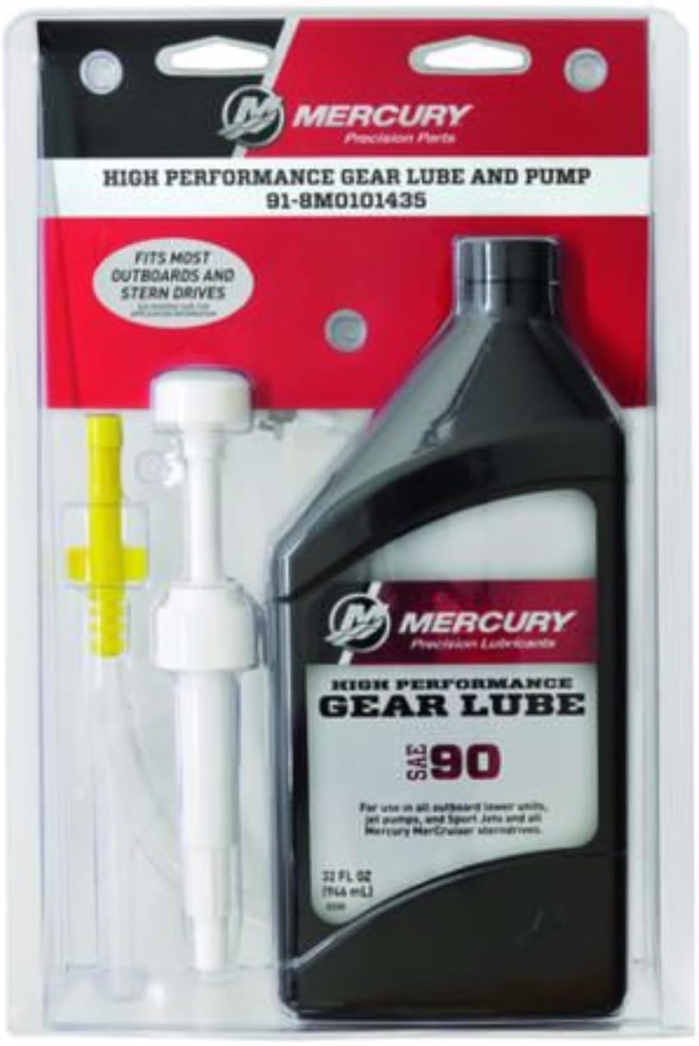 Mercury 8M0222068 SAE 90 High Performance Gear Lube with Pump, 1-Quart