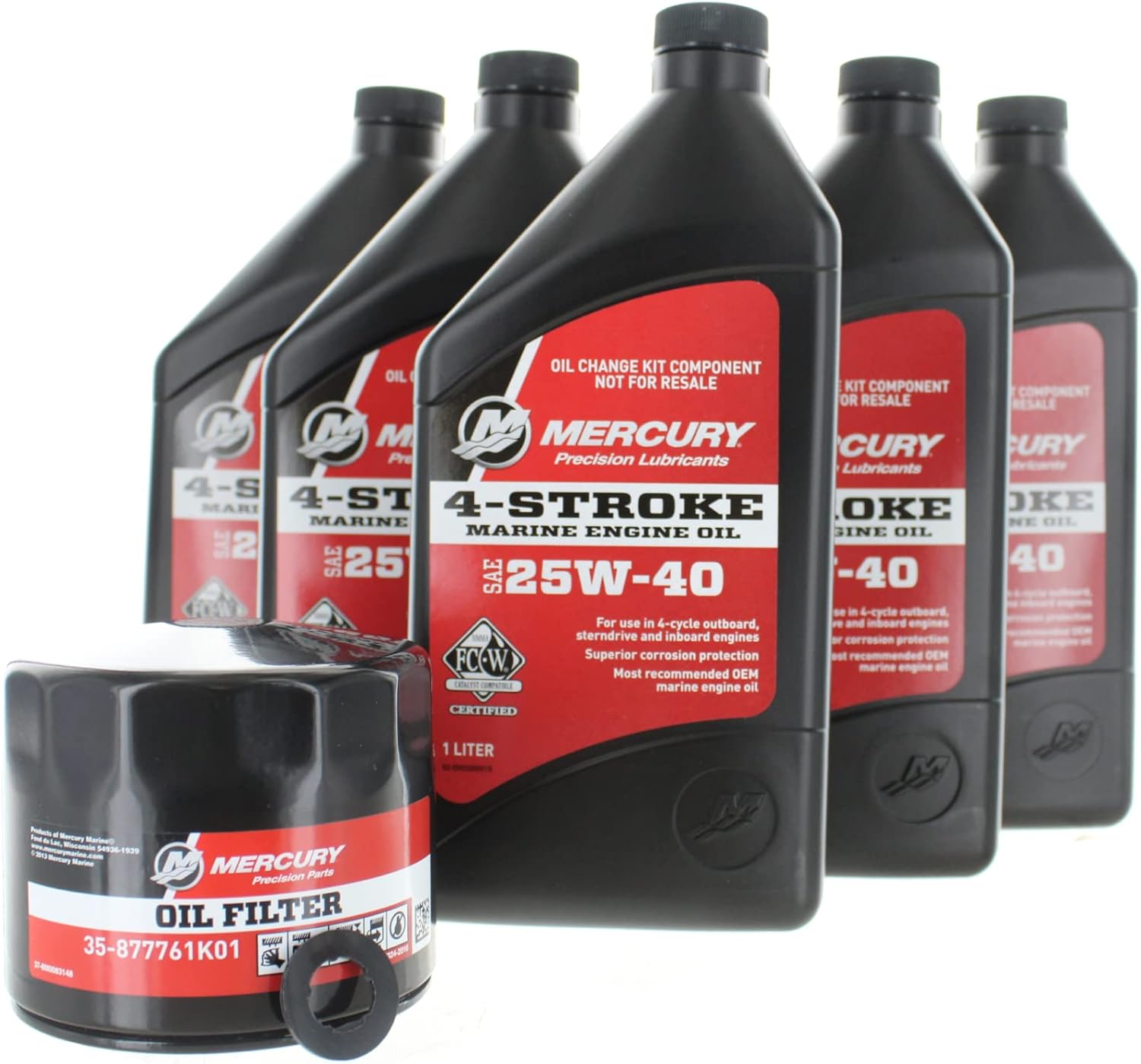 MERCURY 25w-40 Oil Change and Filter Kit 75-90-115hp 1.7L Four Stroke Outboard 8M0081917
