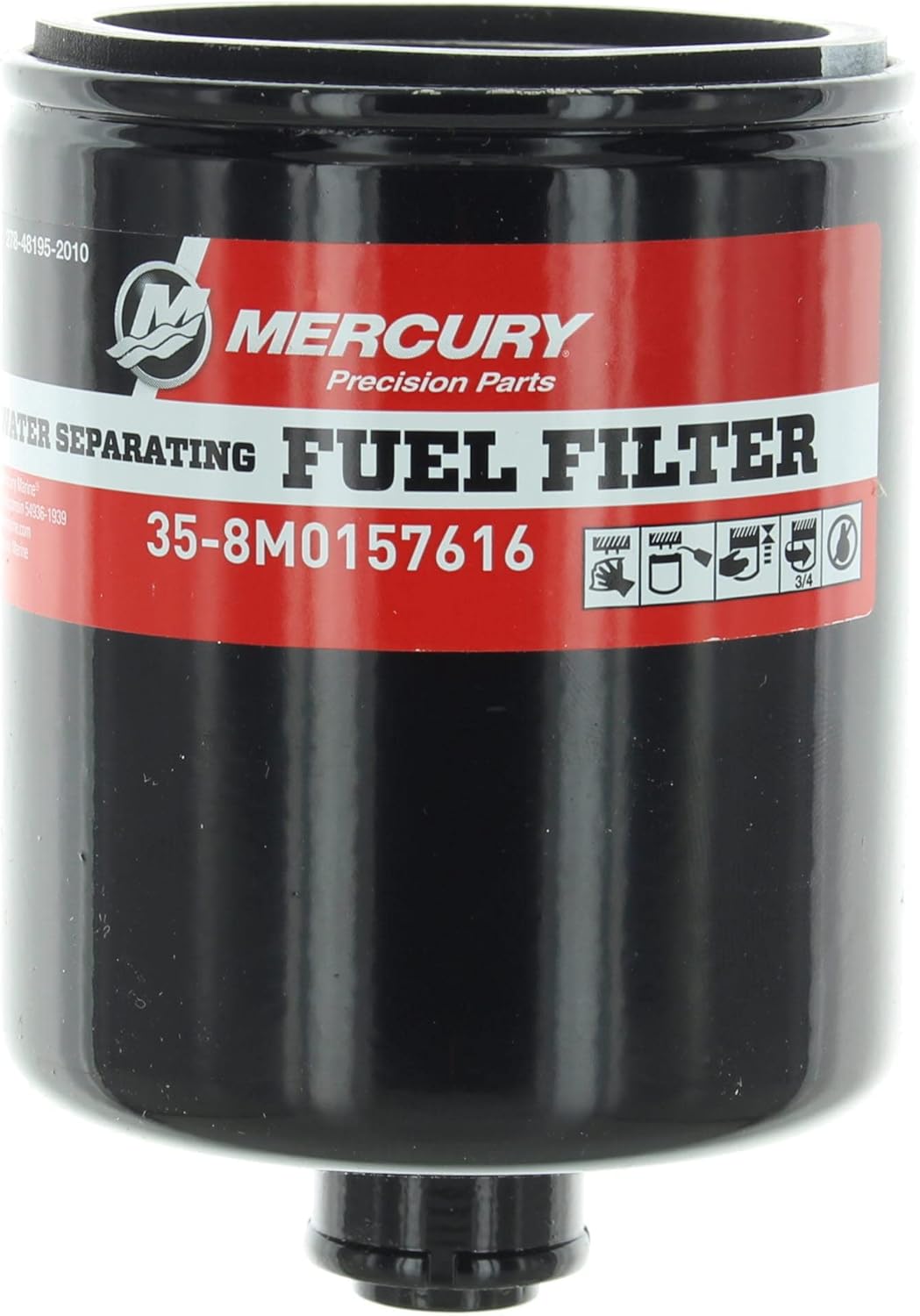 Mercury Marine Mercruiser New OEM Water Separating Fuel Filter, 8M0157616, Black