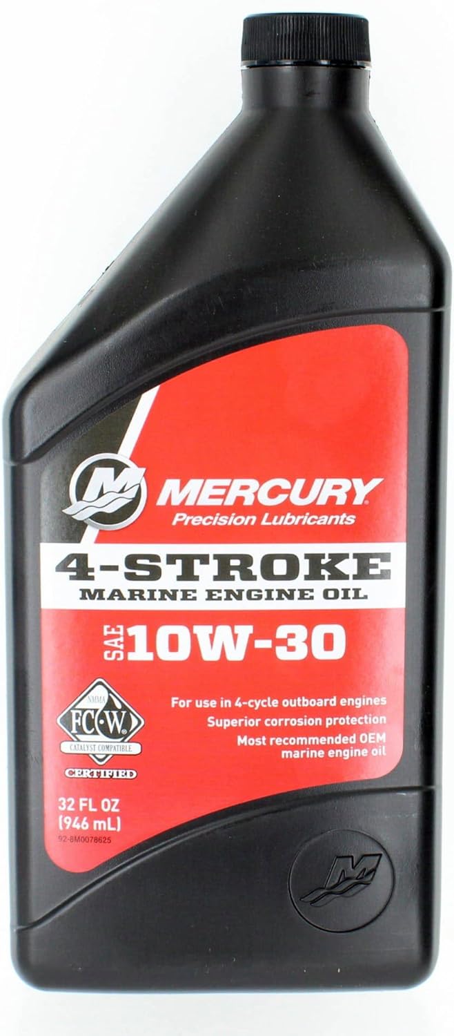 Mercury 8M0078625 10W-30 4-Stroke Marine Engine Oil, 1-Quart Bottle