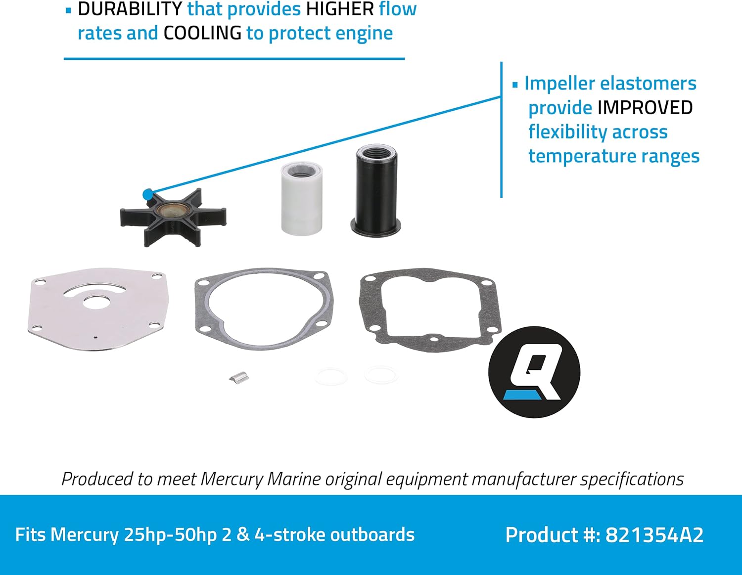 Quicksilver 821354A2 Repair Kit, Water Pump, 25-50hp 2- & 4-Stroke Outboards