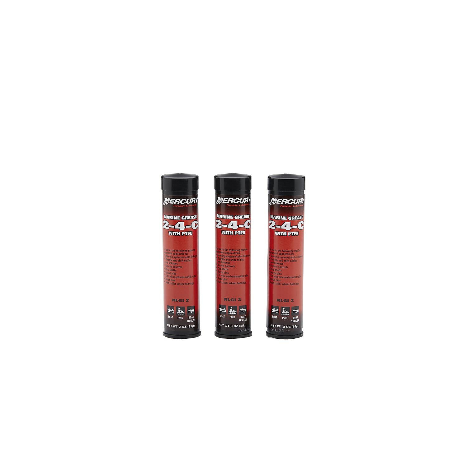Mercury 802861A1 2-4-C marine grease with PTFE 3 oz cartridges pack of 3