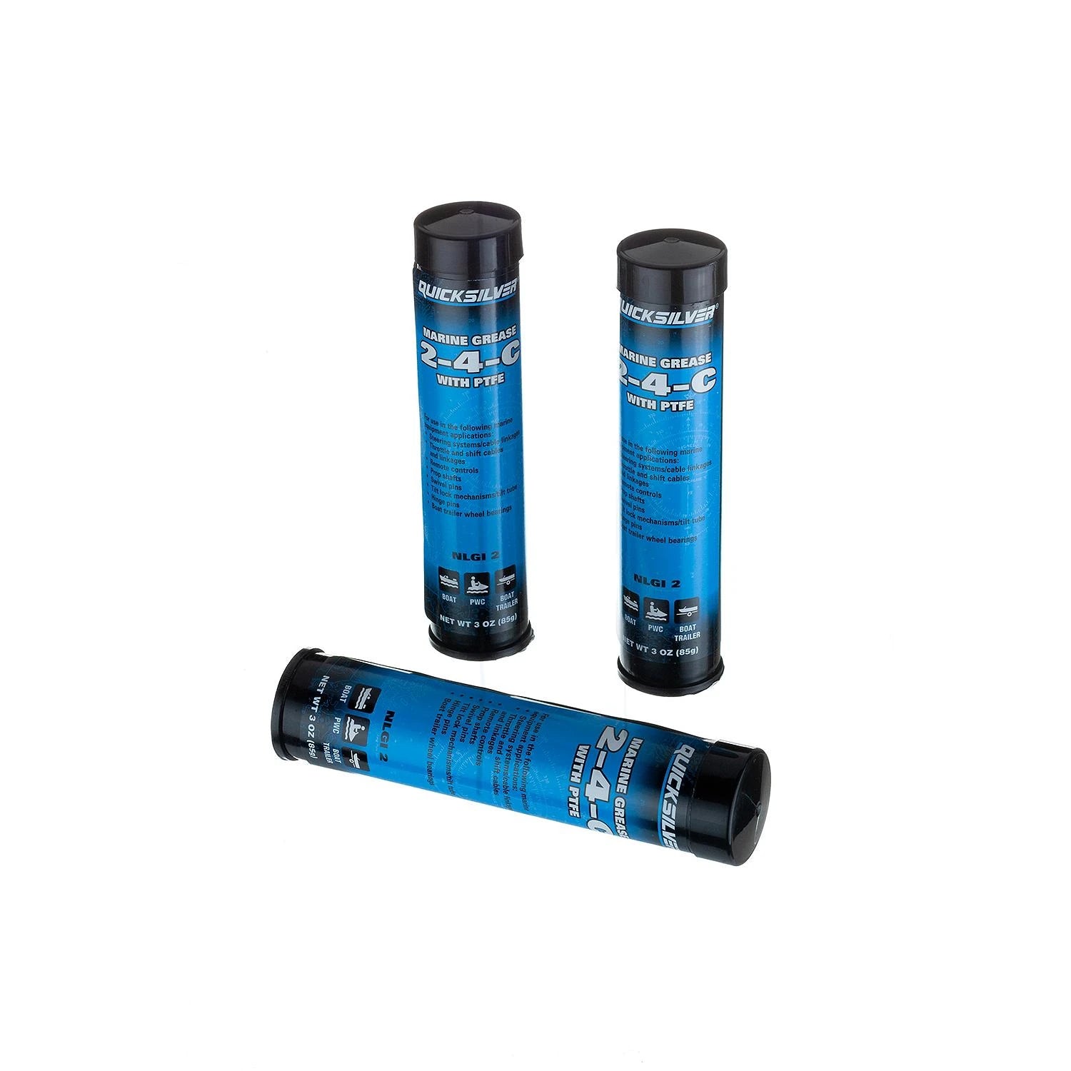 Quicksilver 2-4-C Marine Grease with PTFE 3 oz cartridge, 3 pack (802861Q1)