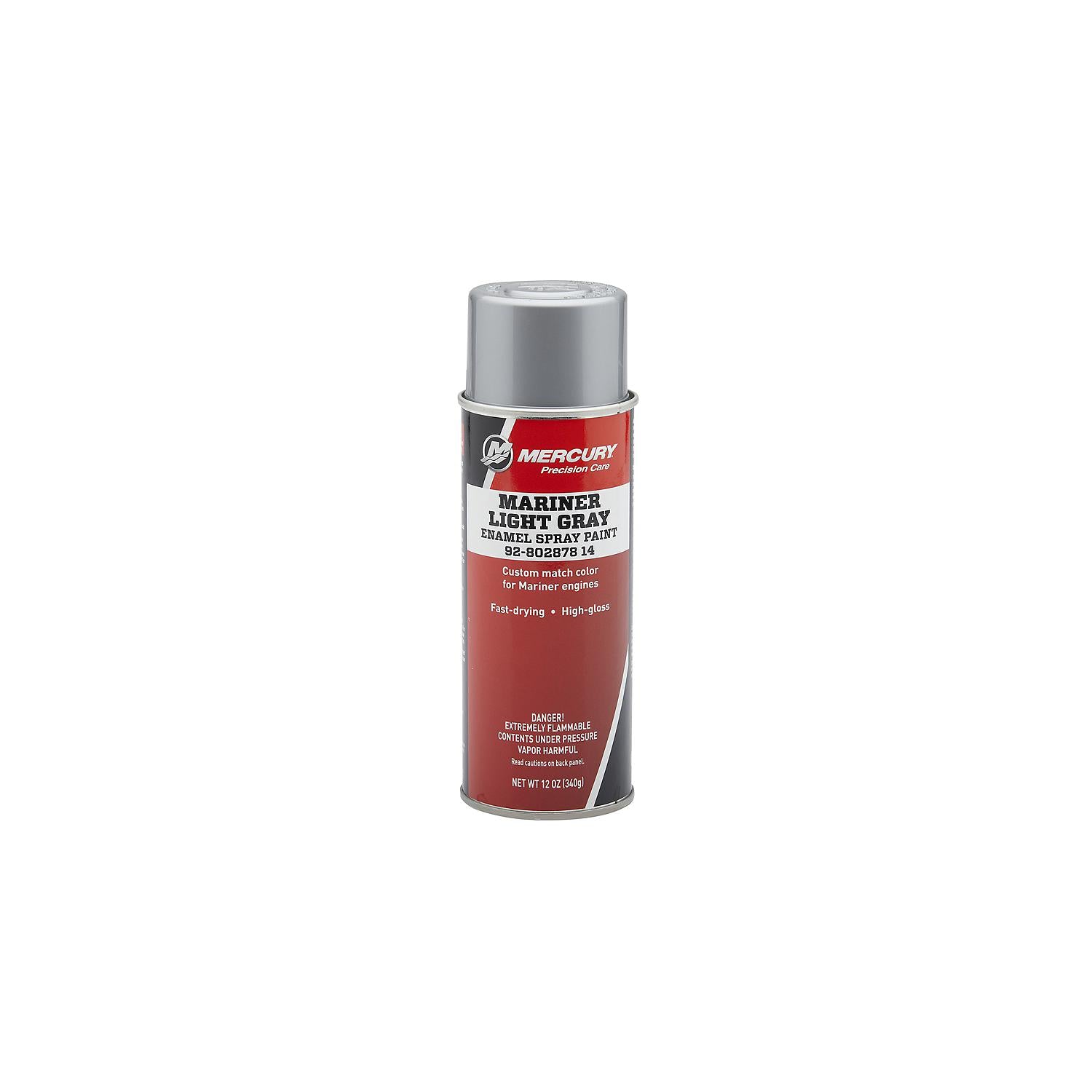 Mercury Precision 80287814 Mariner Light Gray enamel spray paint 12 oz for 1985-up Mariner outboards and Tracker silver cowls