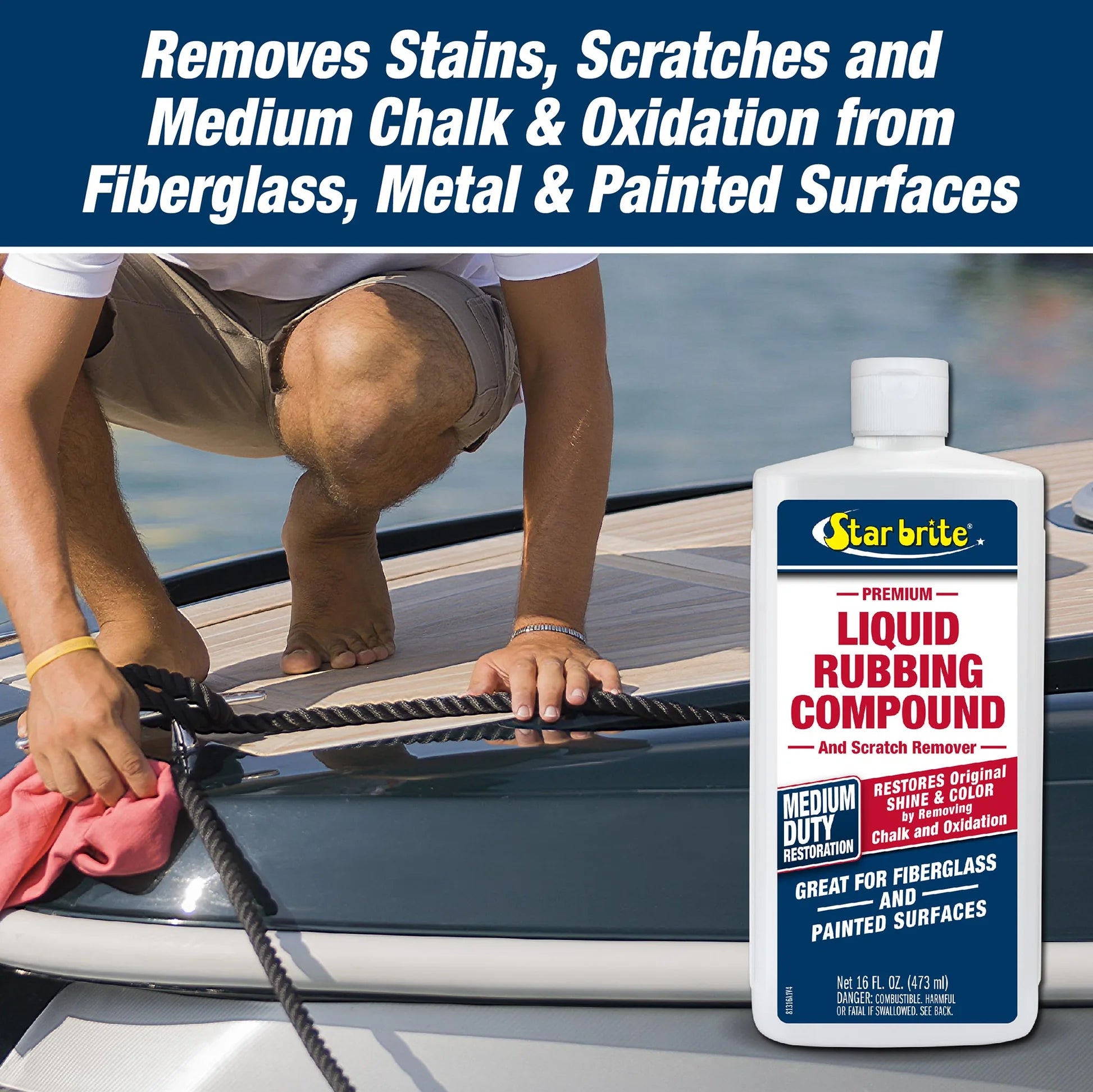 Star Brite 81316 liquid rubbing compound 16oz bottle for medium oxidation and stain removal on boats and RVs Removes Stains.