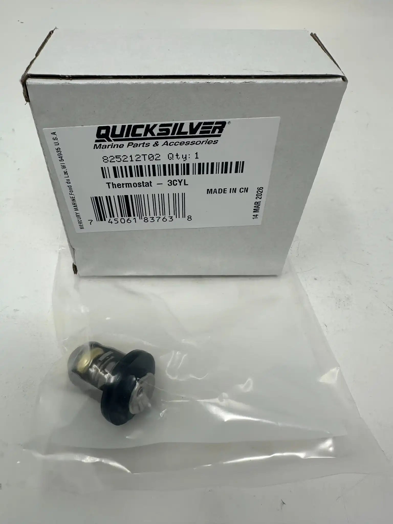 Quicksilver 825212T02 three cylinder thermostat included in Mercury 893640A01 kit
