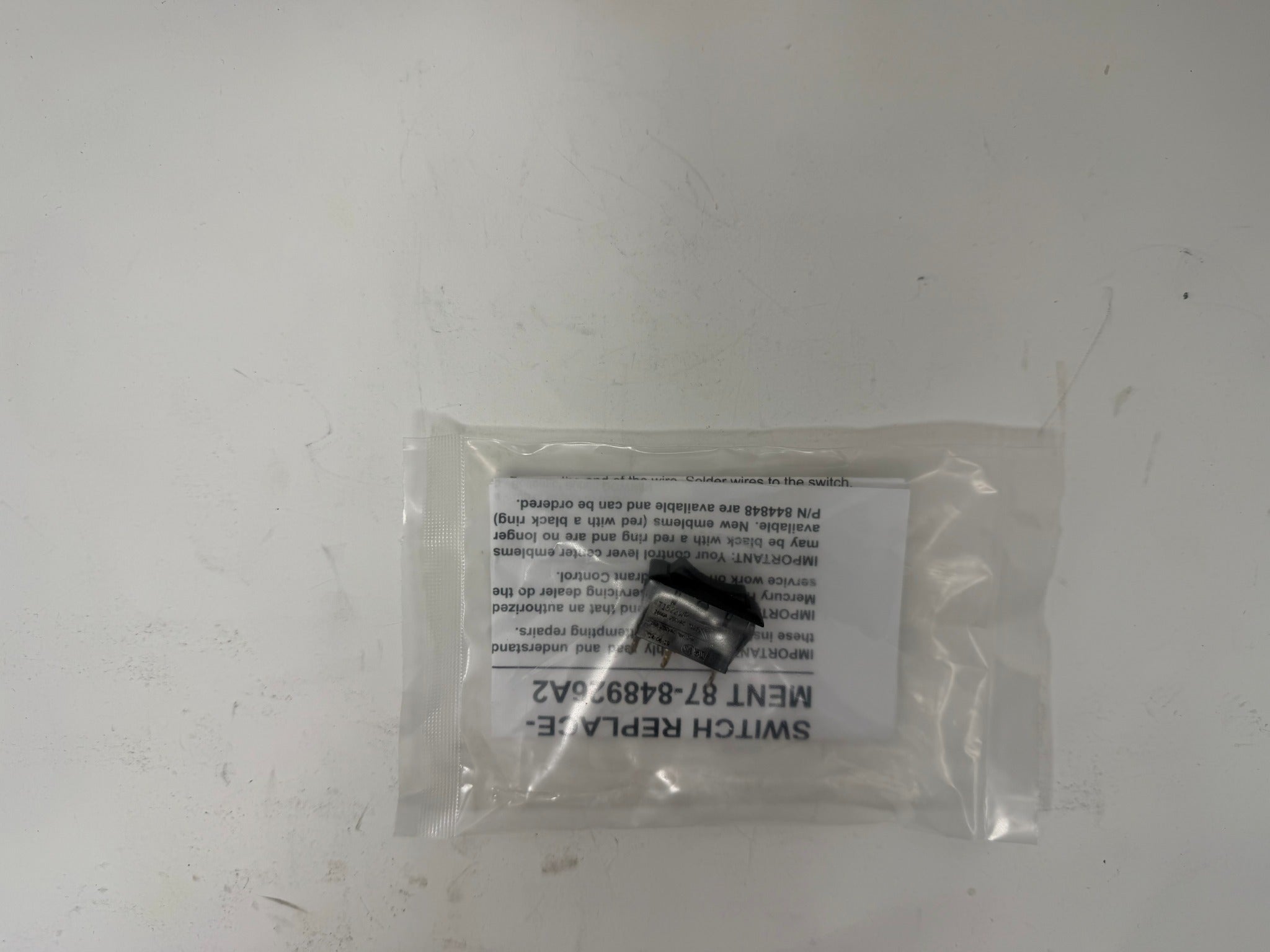 Mercury 848926A2 trim switch kit package rear view