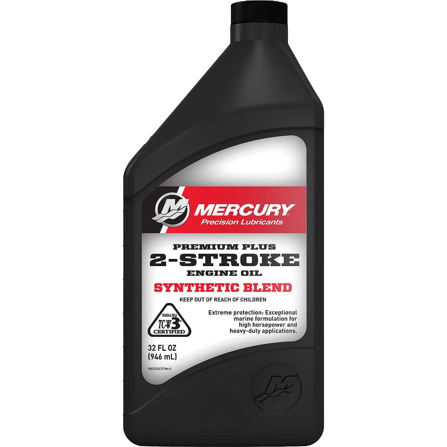 Mercury Premium Plus TC-W3 2-Stroke Marine Engine Oil, 1-Quart Bottle (858026K01)
