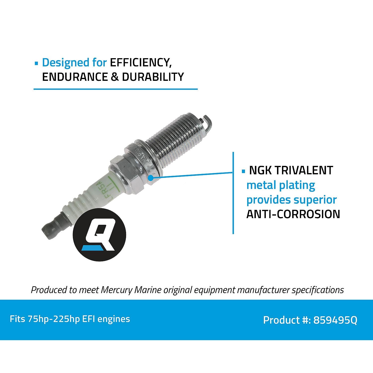 Quicksilver 859495Q NGK LFR5A-11 V-Power resistor spark plug for 75-225hp EFI 4-Stroke models sold individually Facts