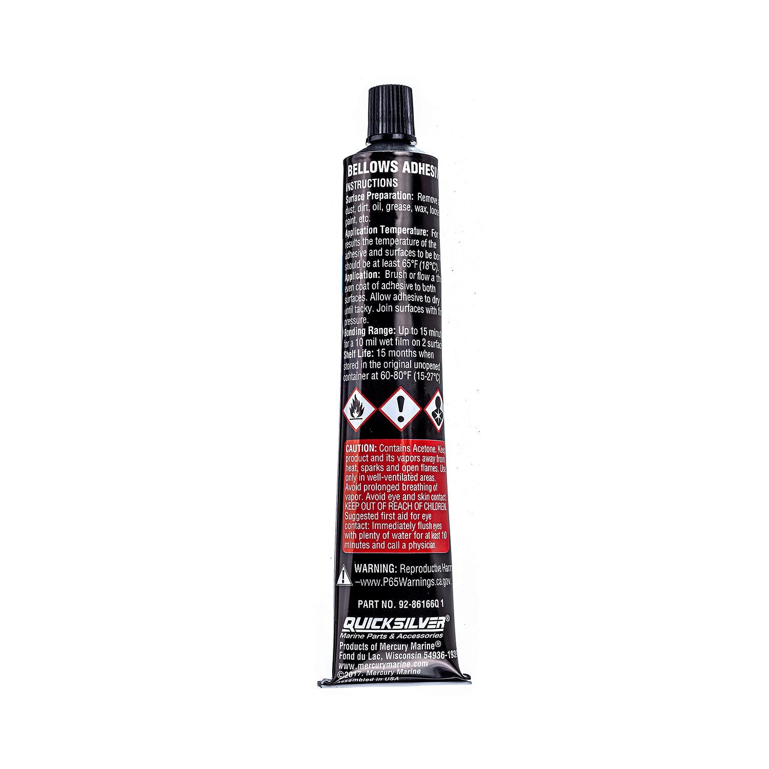 Quicksilver Bellows Adhesive 86166Q1 Tube Back