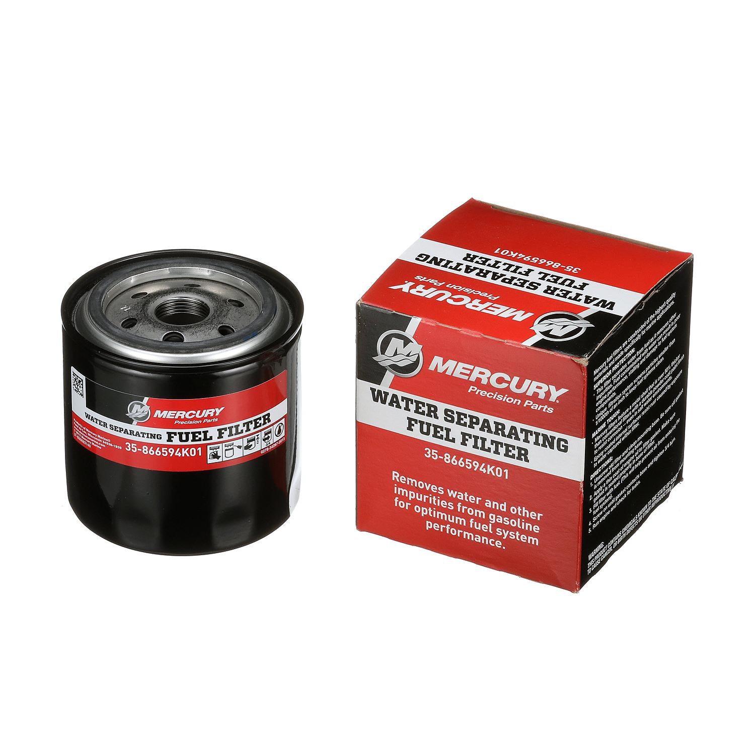 Mercury water-separating fuel filter for MerCruiser 1.6L Vazer and 3.0L MPI EC engines 866594K01 Filter and Box