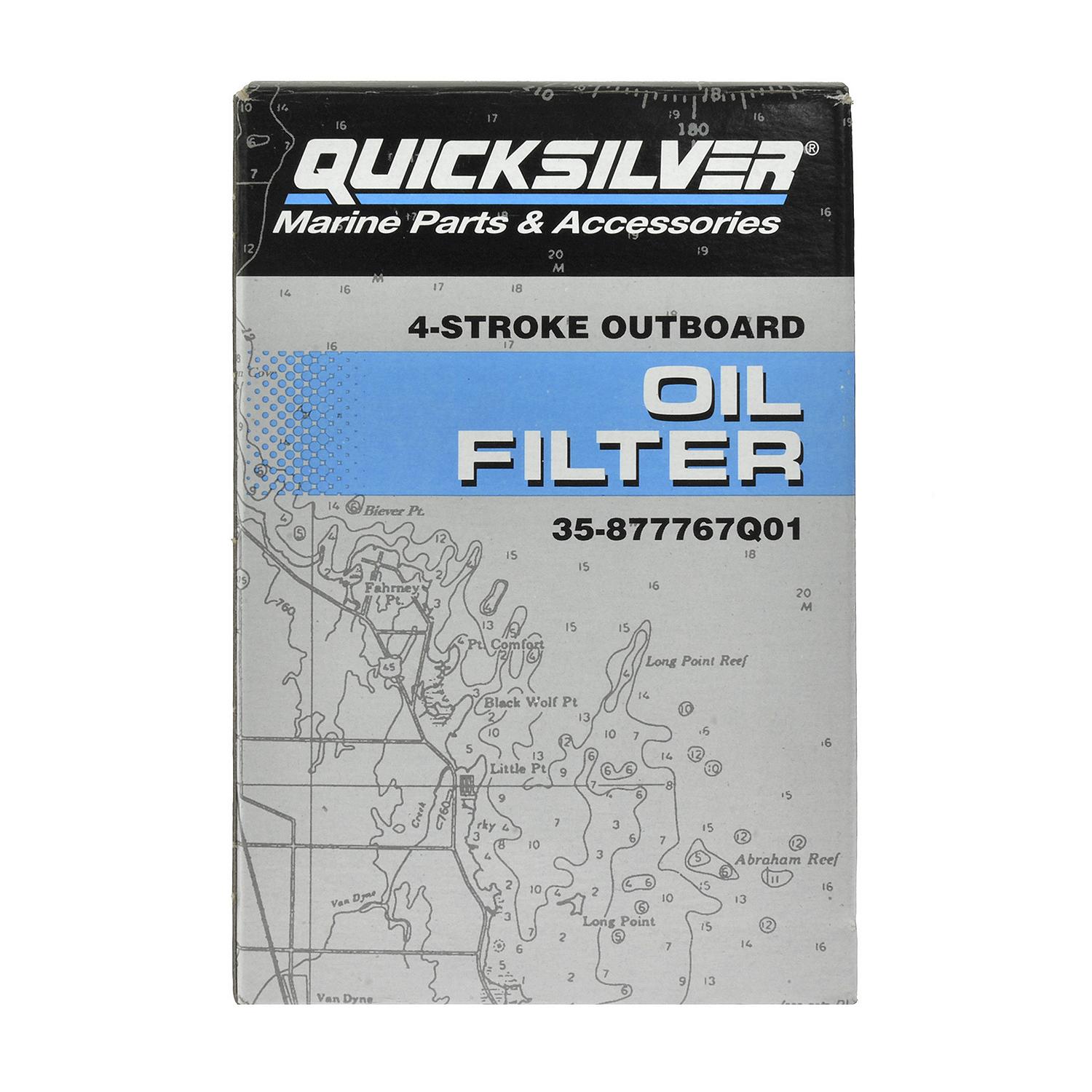 Quicksilver 877767Q01 oil filter for Verado 135-200HP inline 4-cylinder outboards box