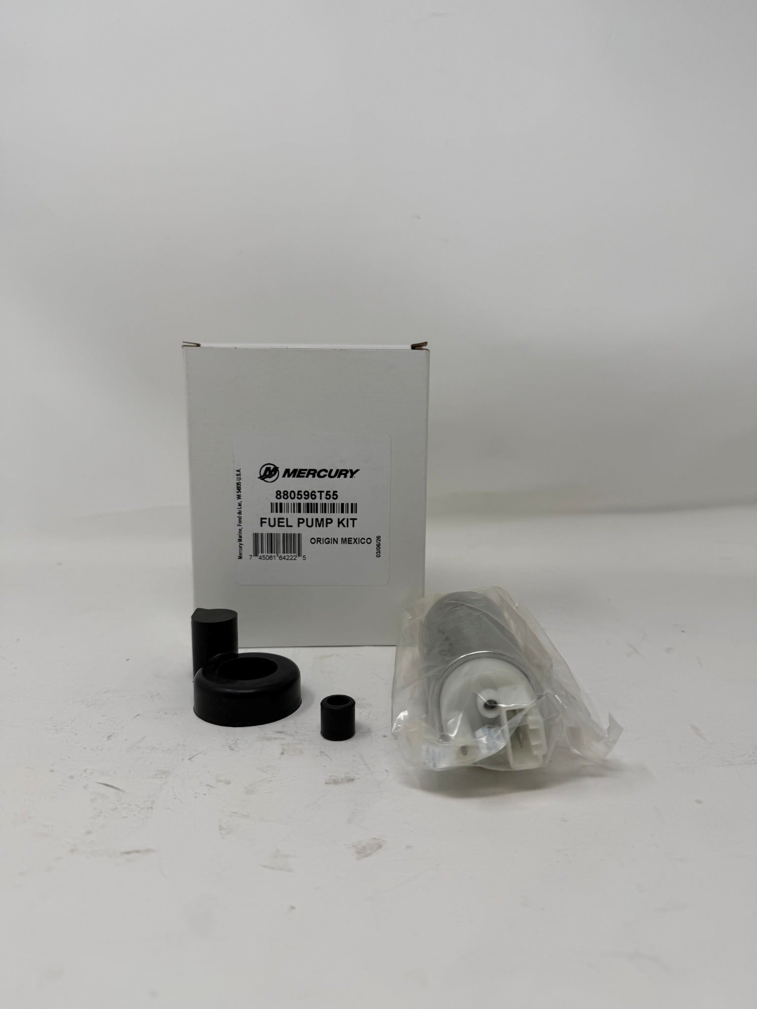Mercury 880596T55 fuel pump kit with pump and box upright