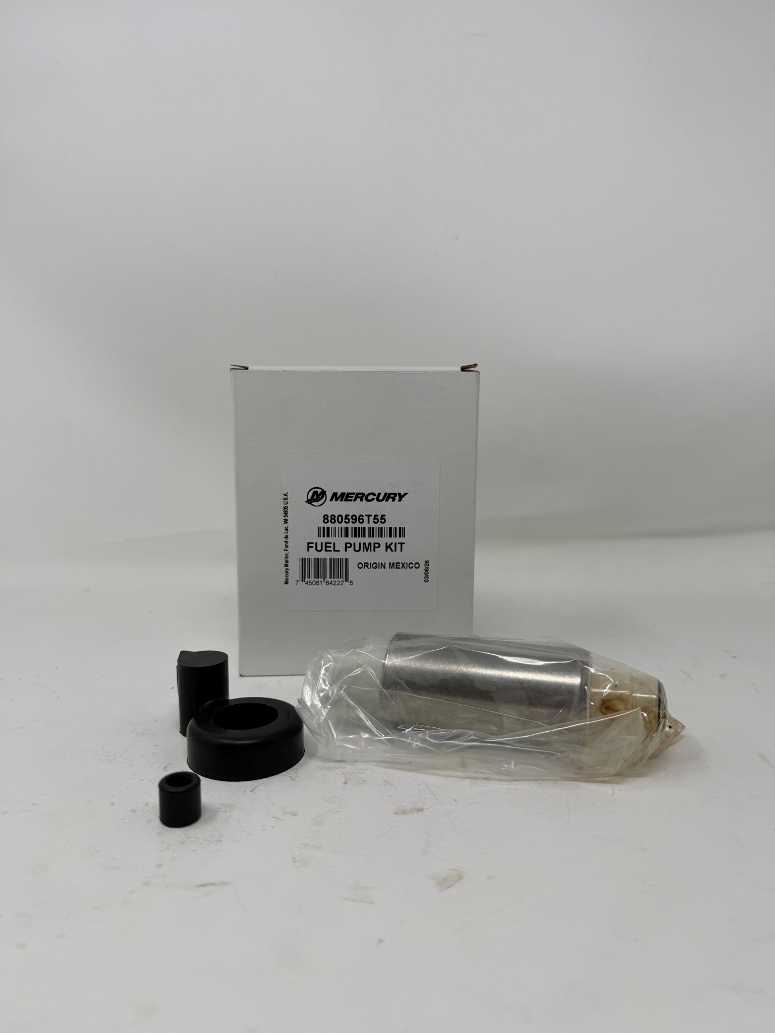Mercury 880596T55 fuel pump kit side view with included grommets