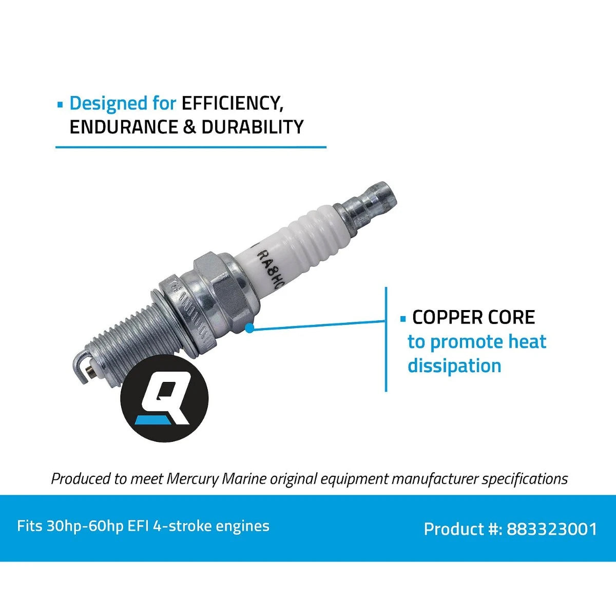 Quicksilver by Mercury 883323001 Spark Plug Champion RA8HC 1 Pack