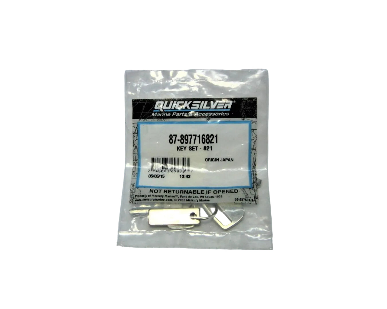 Mercury 897716821 Key Set-821 Ignition Keys