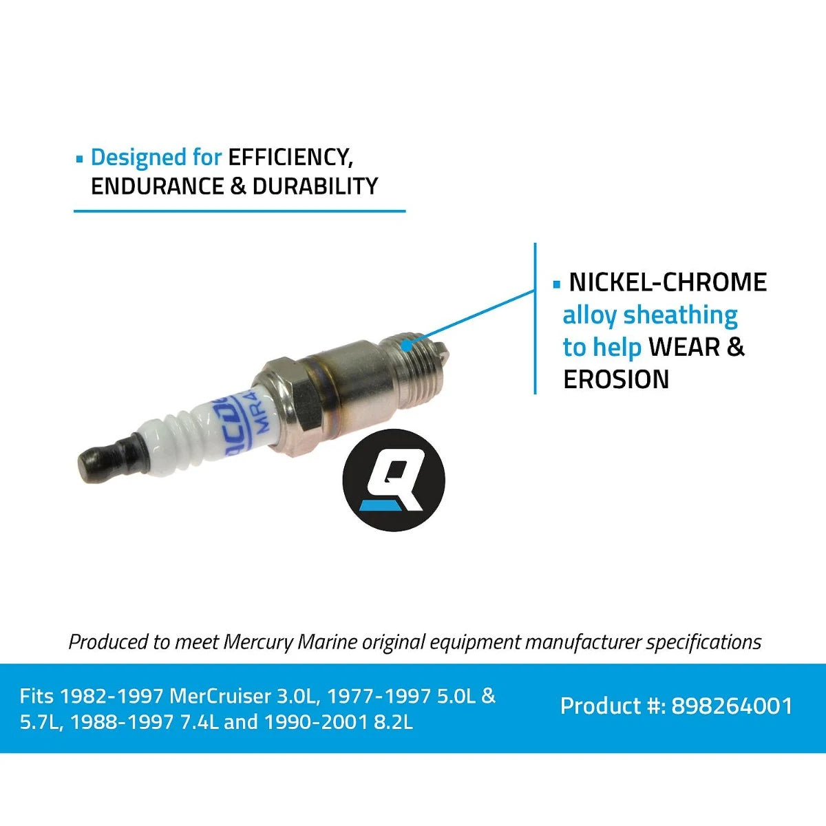 Mercury 898264001 Spark Plug MR43T 1 Pack