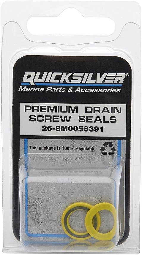 Quicksilver 8M0058391 gear case drain screw seal 2-pack for Mercury outboards and MerCruiser sterndrives box