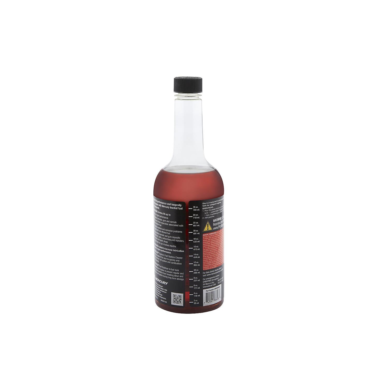 Mercury Precision 8M0058690 Quickare 32 oz fuel treatment additive for gasoline engines, ethanol-blended fuel, corrosion, gum, and varnish control side 2