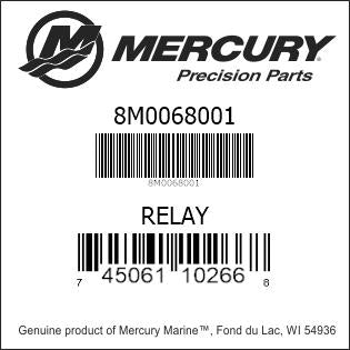 Mercury 8M0068001 relay part number label