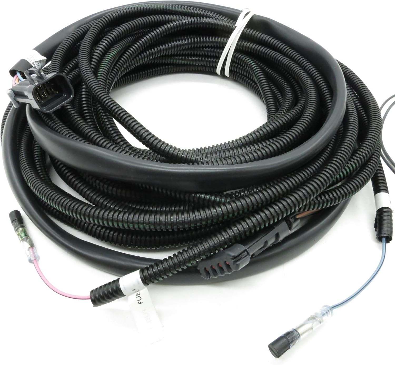 Mercury 8M0075945 SmartCraft 6 pin male fuel paddle boat harness for Verado 75HP and above outboards and MCM MIE engines closeup coiled