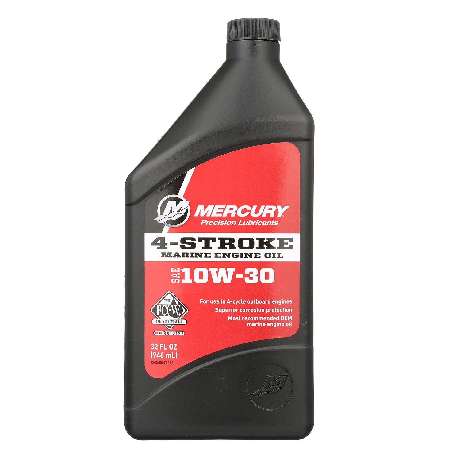 Mercury 10W-30 4-stroke mineral marine engine oil 1 quart for four-cycle outboard engines 8M0078625