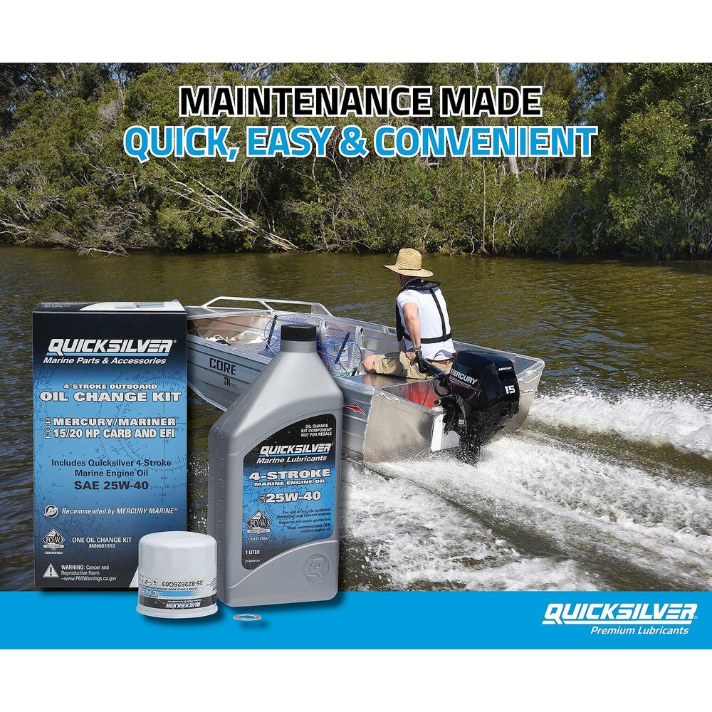 Quicksilver 8M0081910 25W-40 oil change kit for Mercury 15-20 HP outboards - view 7