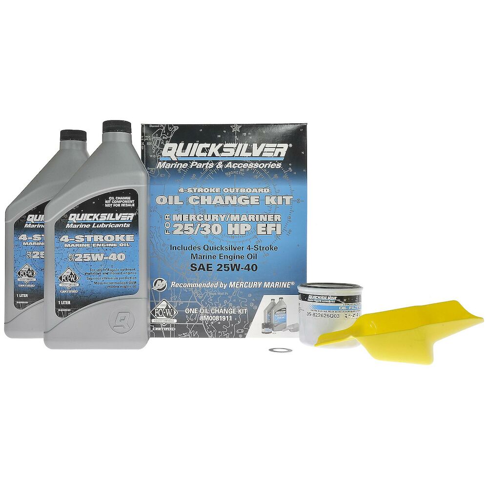 Quicksilver 8M0081911 25W-40 oil change kit for Mercury 25-30 HP EFI outboards - view 1